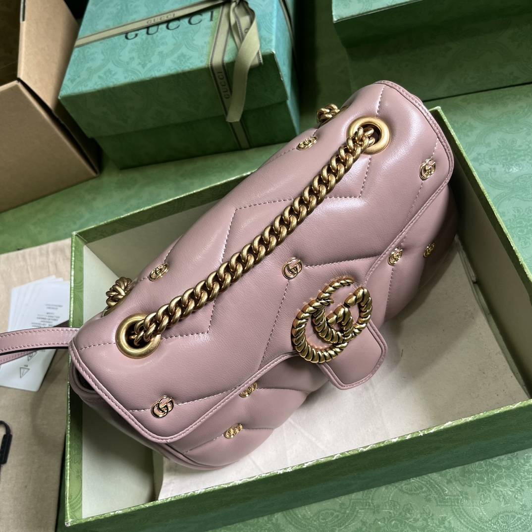 Bagsaaa Gvc*1 GG Marmont Small Shoulder Bag Rose Beige 443497 Size 26x15x7cm