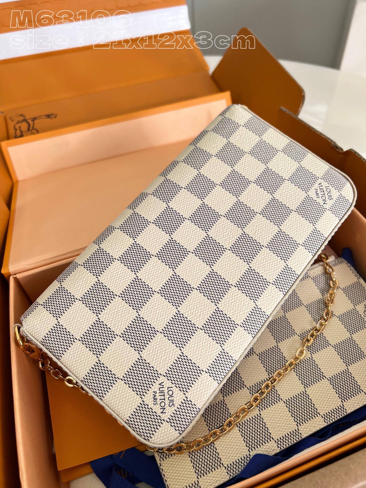 Bagsaaa L0vis Vvtt0n N40491 Pochette Félicie Bag Damier Azur - 21 x 12 x 3 cm