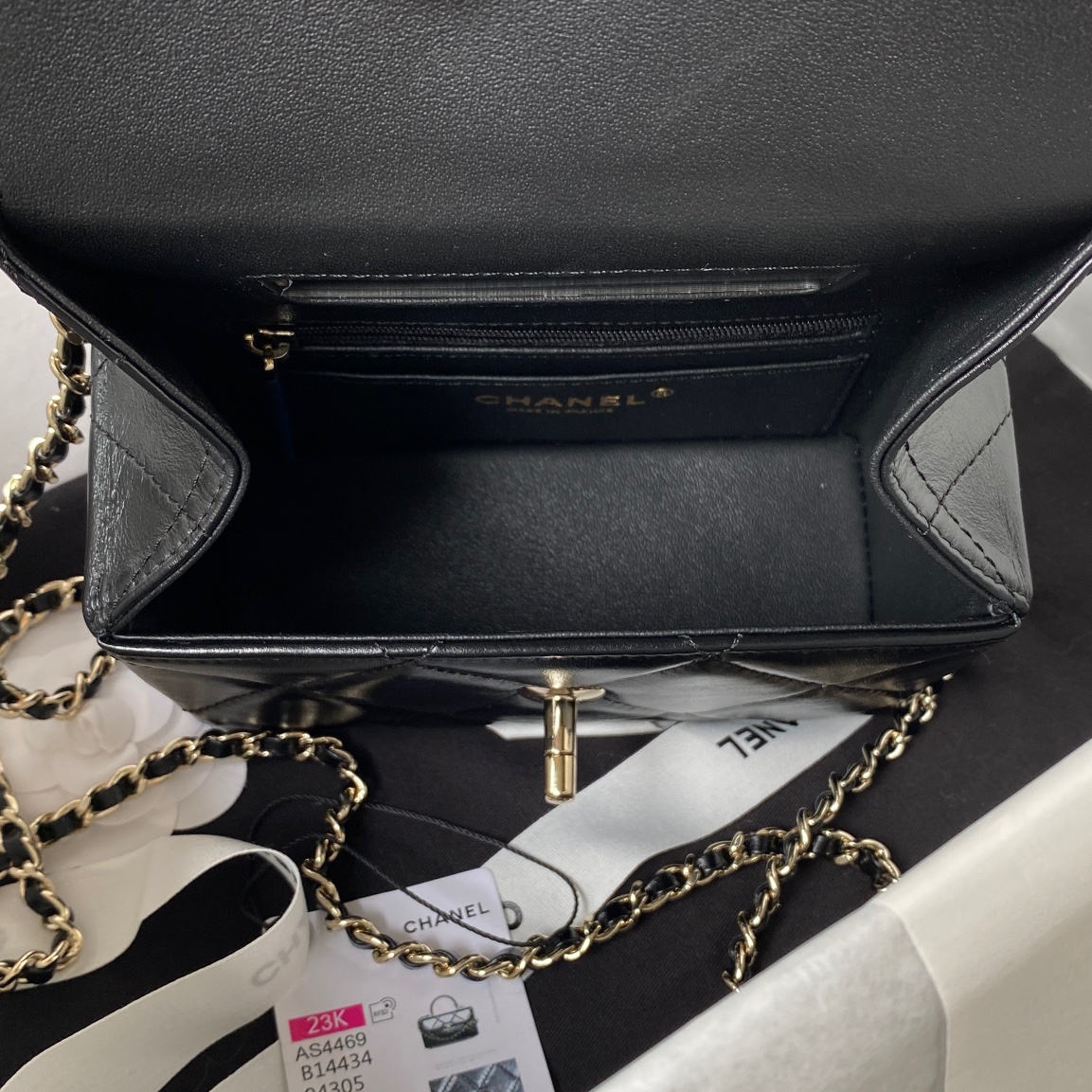 Bagsaaa Ch**el Mini Box Bag Black AS4469 - 10.5 × 17 × 8 cm