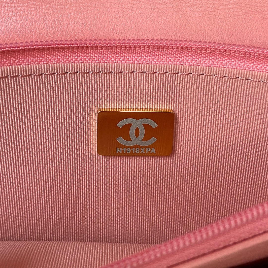 Bagsaaa Ch**el Wallet On Chain Pink AP3504 - 12.3 × 19.2 × 3.5 cm