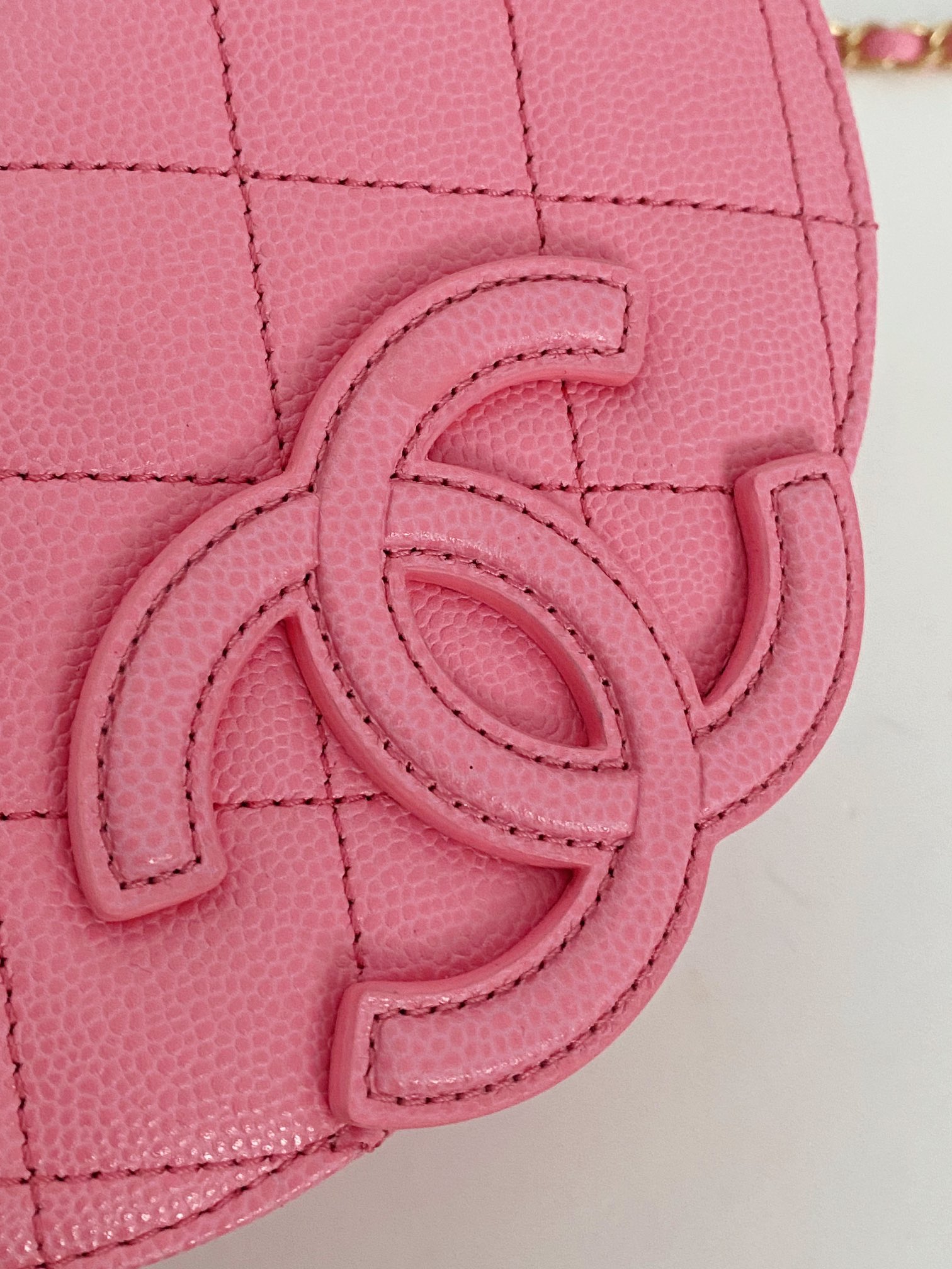Bagsaaa Ch**el Mini Messenger Bag Pink Calfskin AS3867 - 15×19×7 cm