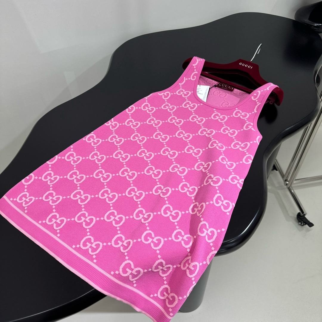 Bagsaaa GG Cotton Jacquard Dress Pink