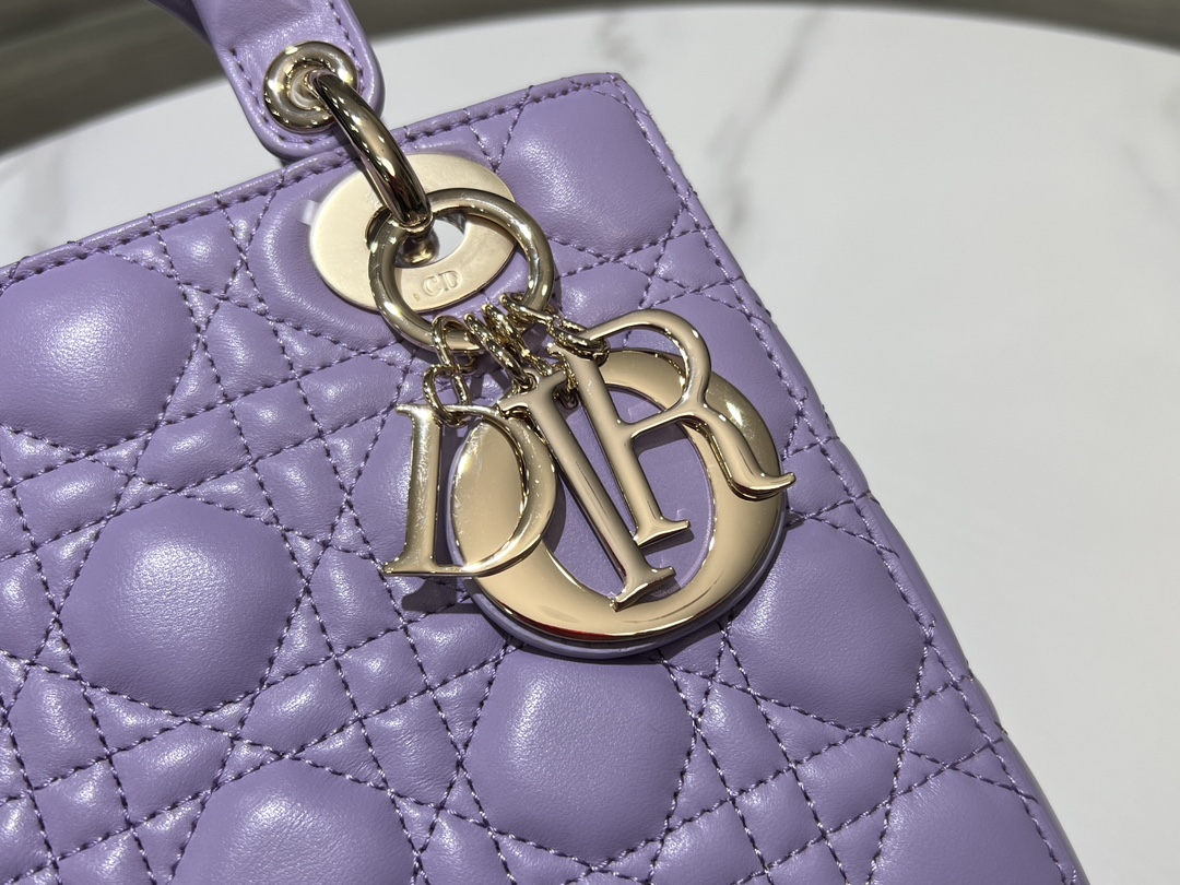 Bagsaaa Small Lady D10r My ABCD10r Bag Lilac Purple Cannage Lambskin - 20 x 17 x 8 cm