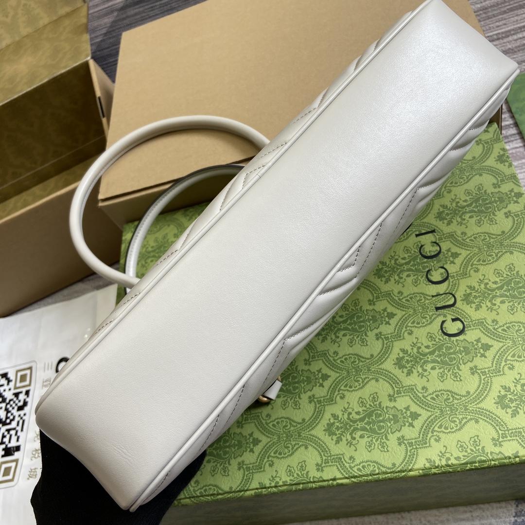 Bagsaaa Gvc*1 Marmont Medium Top Handle Bag 795218 Light Grey - 35.5x16.5x7cm