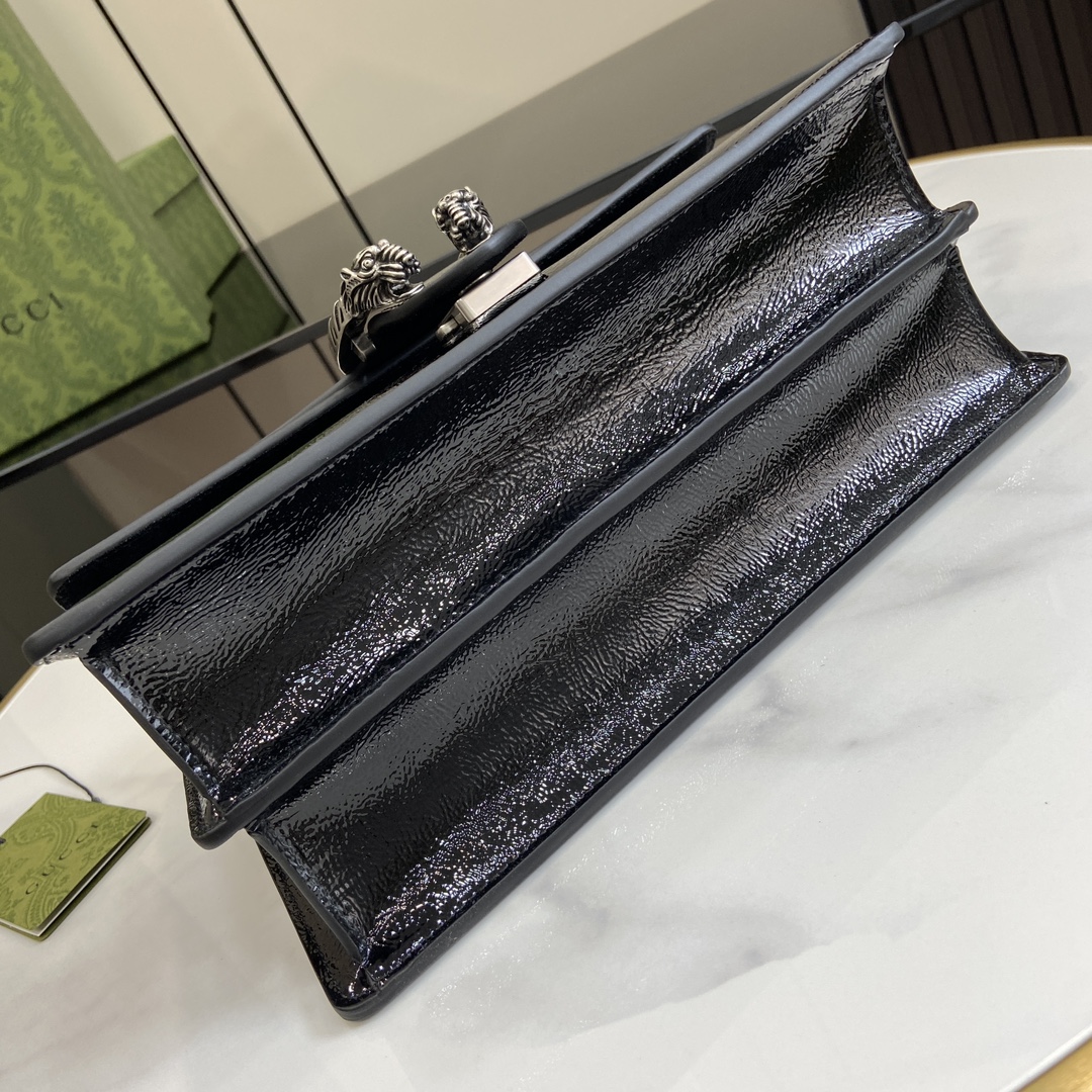 Bagsaaa Gvc*1 Dionysus Small Shoulder Bag Black Patent 795005 - 28 x 16 x 10.5cm