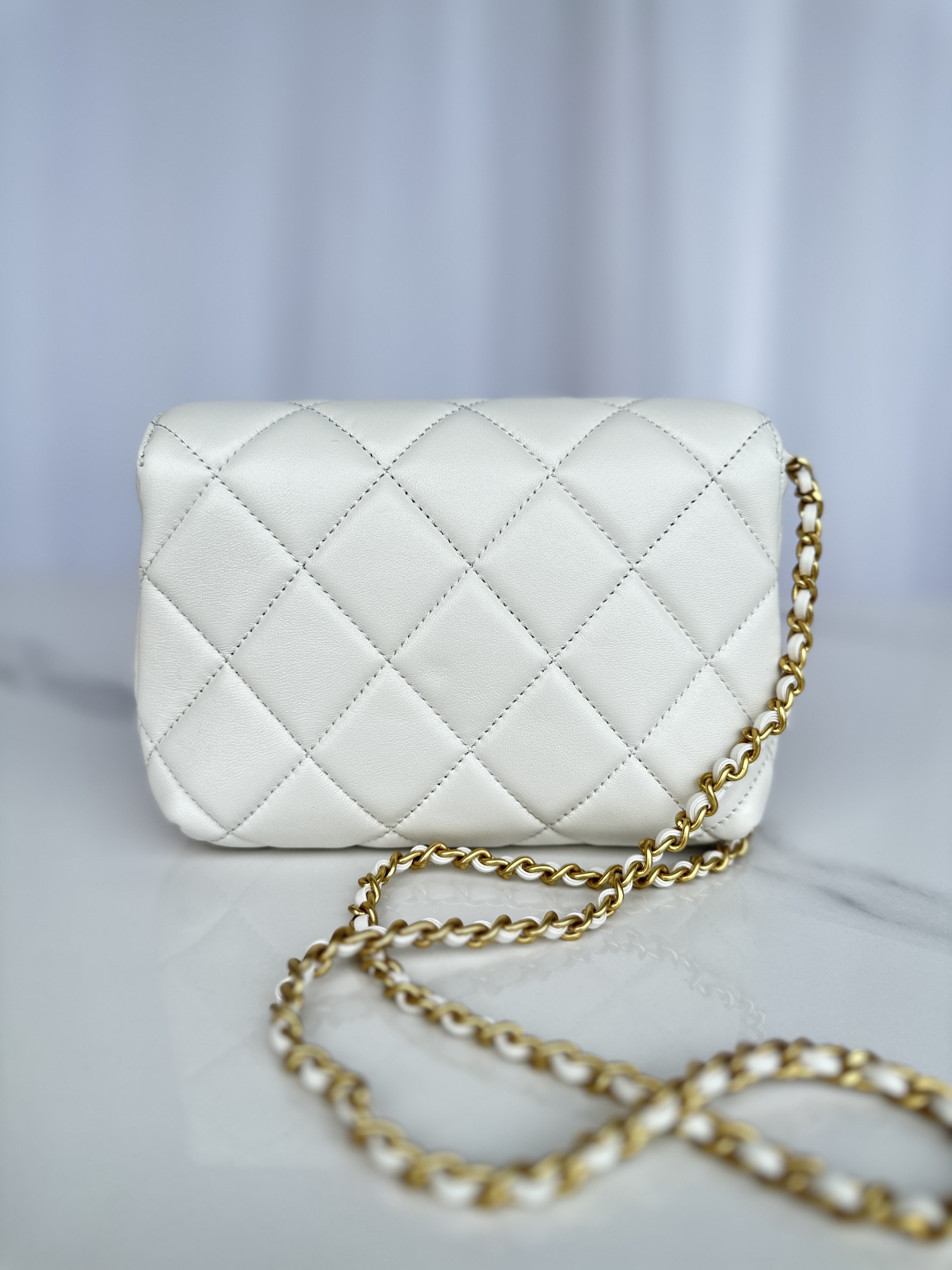Bagsaaa Ch**el Mini Flap Bag AS4986 White - 13 × 20 × 7,5 cm
