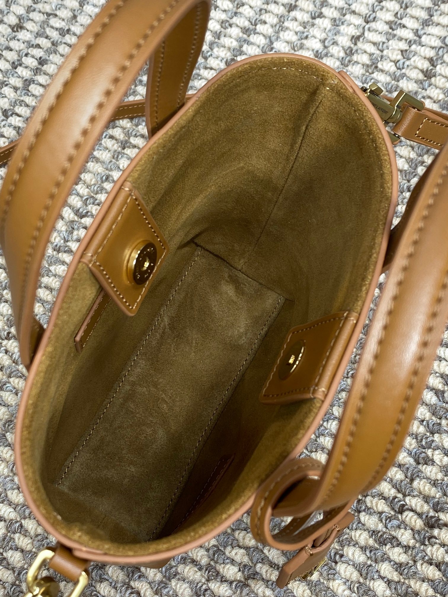 Bagsaaa Y51 Mini Toy Shopping Sa1nt Lau*nt In Box Leather 773995 Brown - 18 X 17 X 8 CM