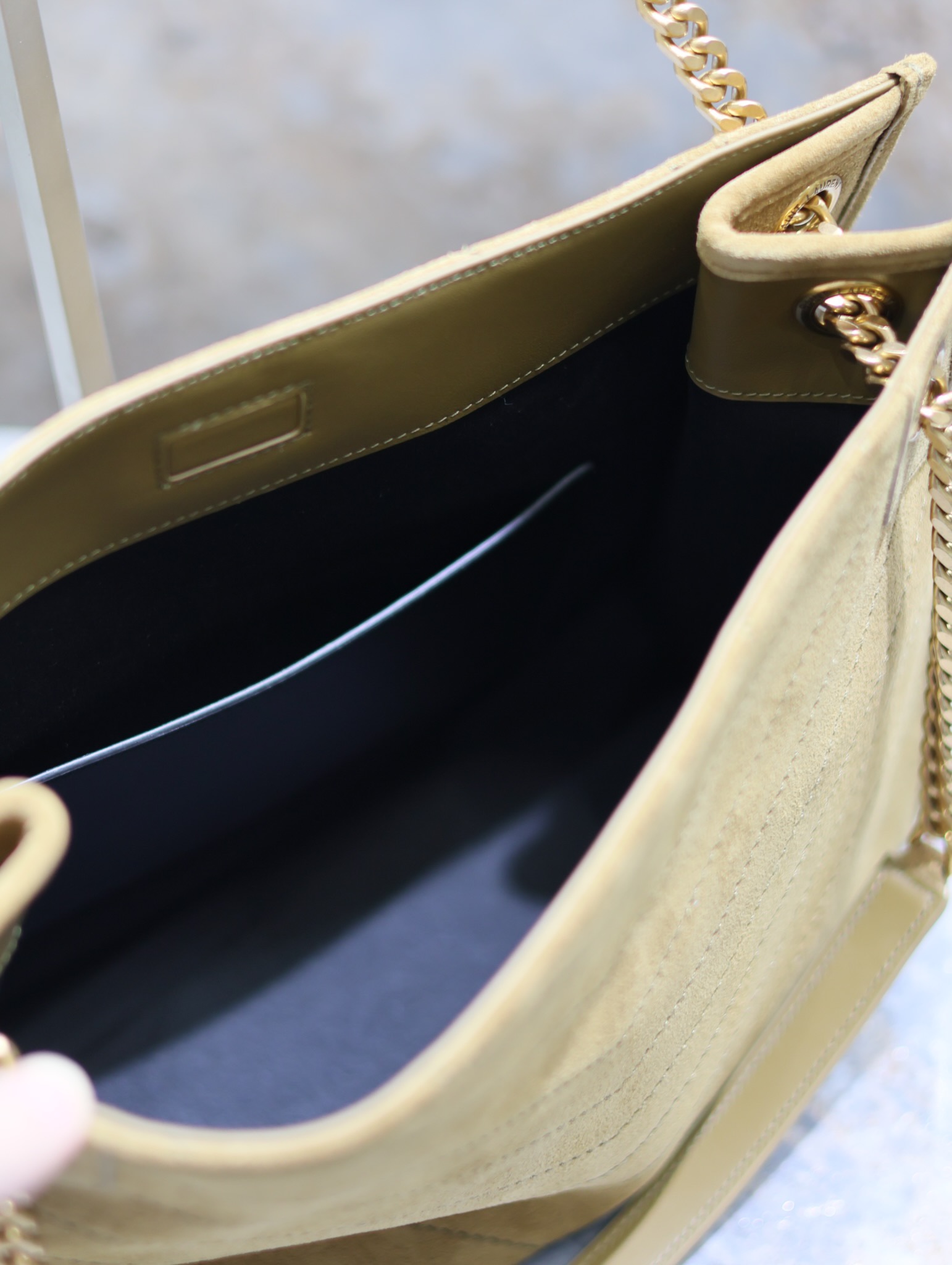 Bagsaaa Y51 Niki Medium Shopping In Suede 577999 Green - 33 X 27 X 11.5 CM