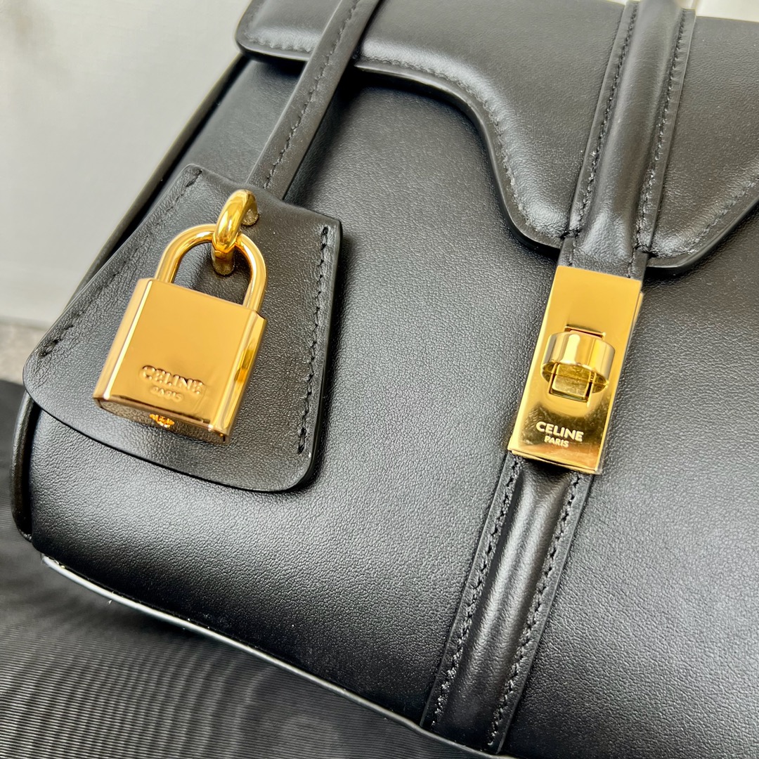 Bagsaaa Ce1i*e Mini 16 In Satinated Calfskin Black - 18.5 X 15.5 X 9 CM