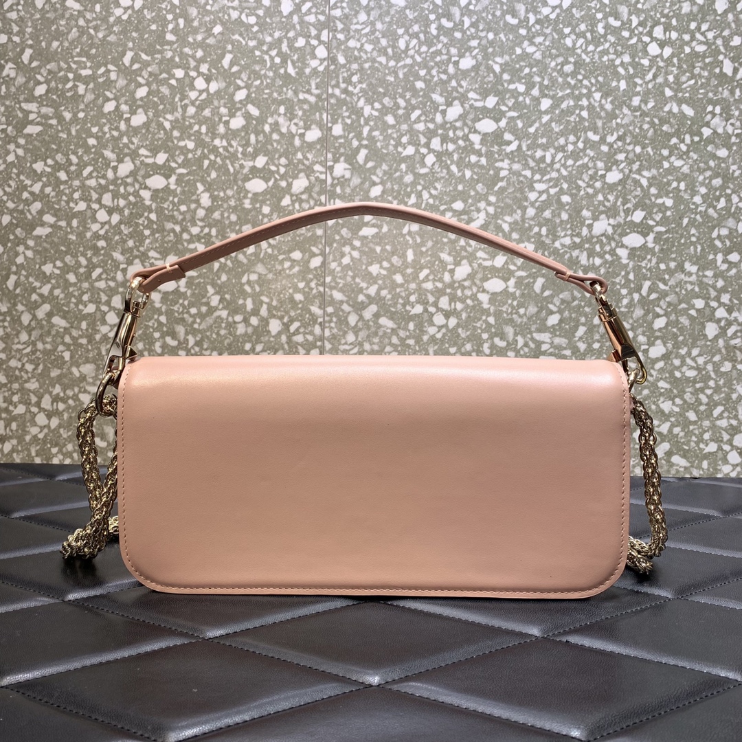 Bagsaaa Va1e*ntin0 Garavani Locò Calfskin Shoulder Bag Rose - 27x13x6 cm
