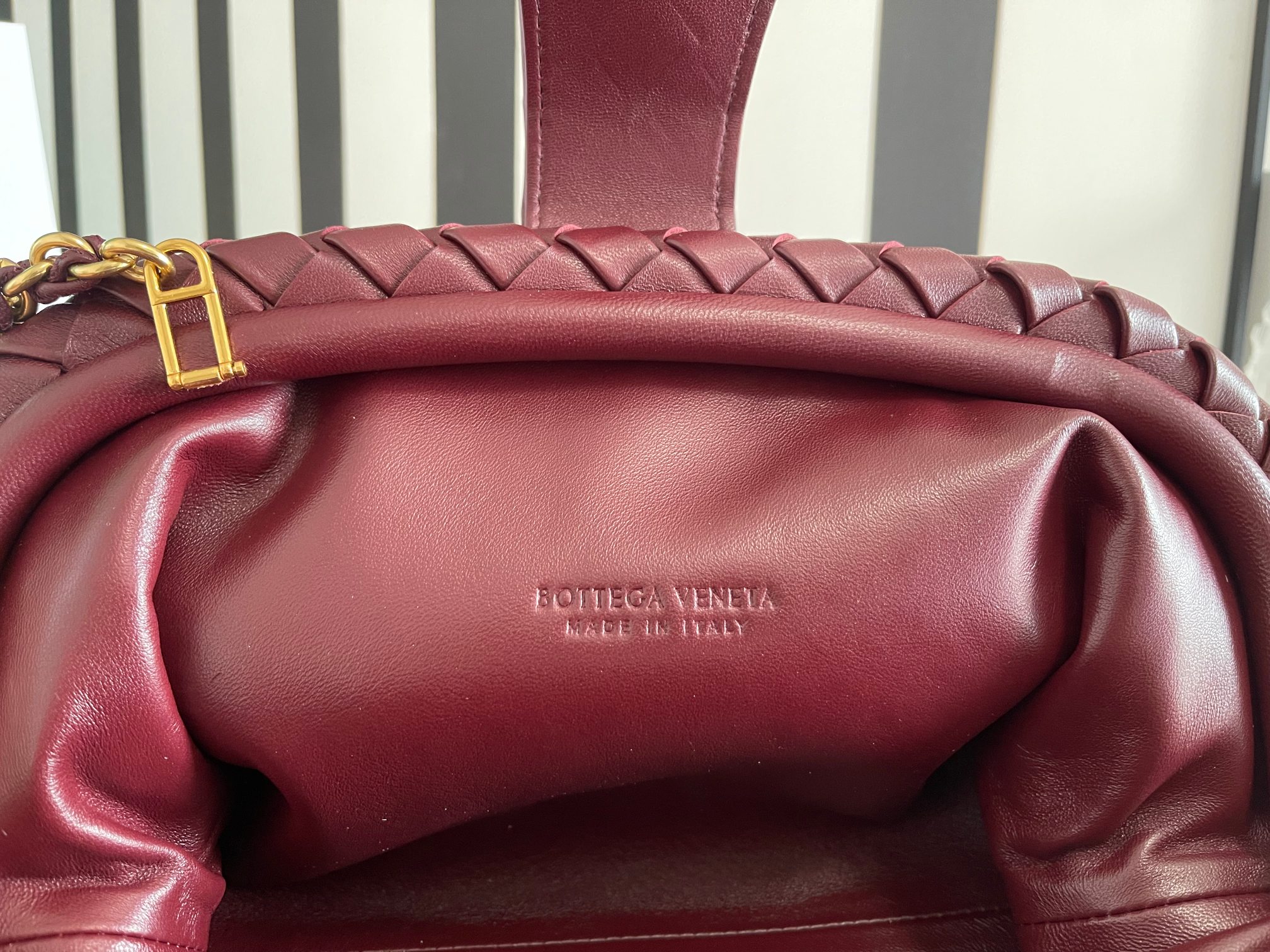 Bagsaaa B0tt*ga Ven*ta Teen Lauren 1980 With Chain Dark Red - 31.5*16*11cm