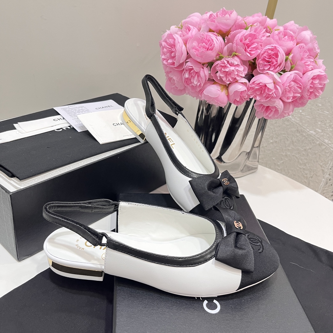 Bagsaaa Ch**el Slingbacks Embroidery White G45689