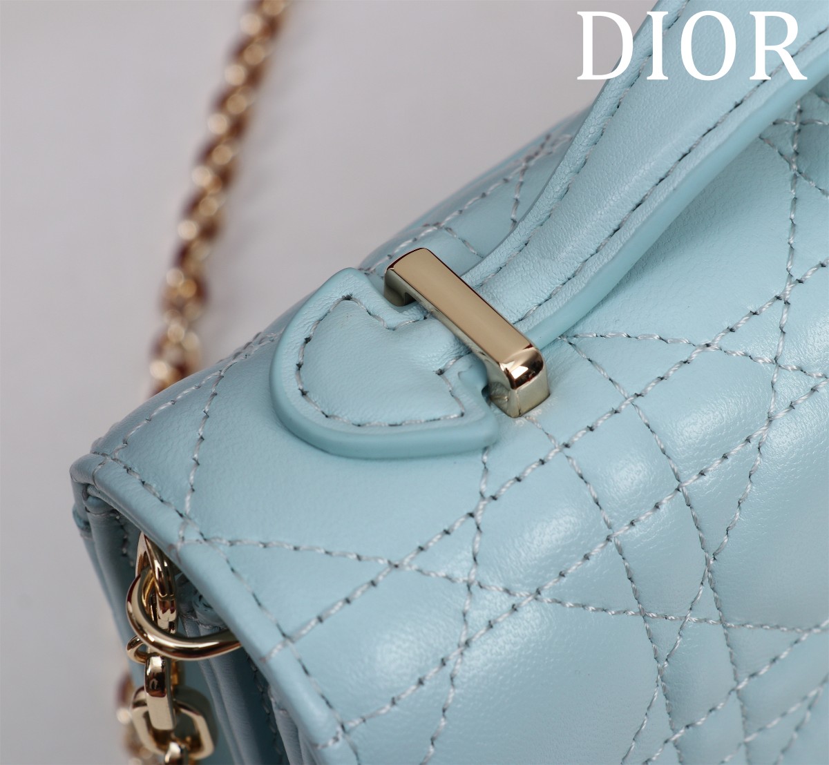 Bagsaaa My D10r Mini Bag Placid Blue Cannage Lambskin - 21 x 11.5 x 4.5 cm