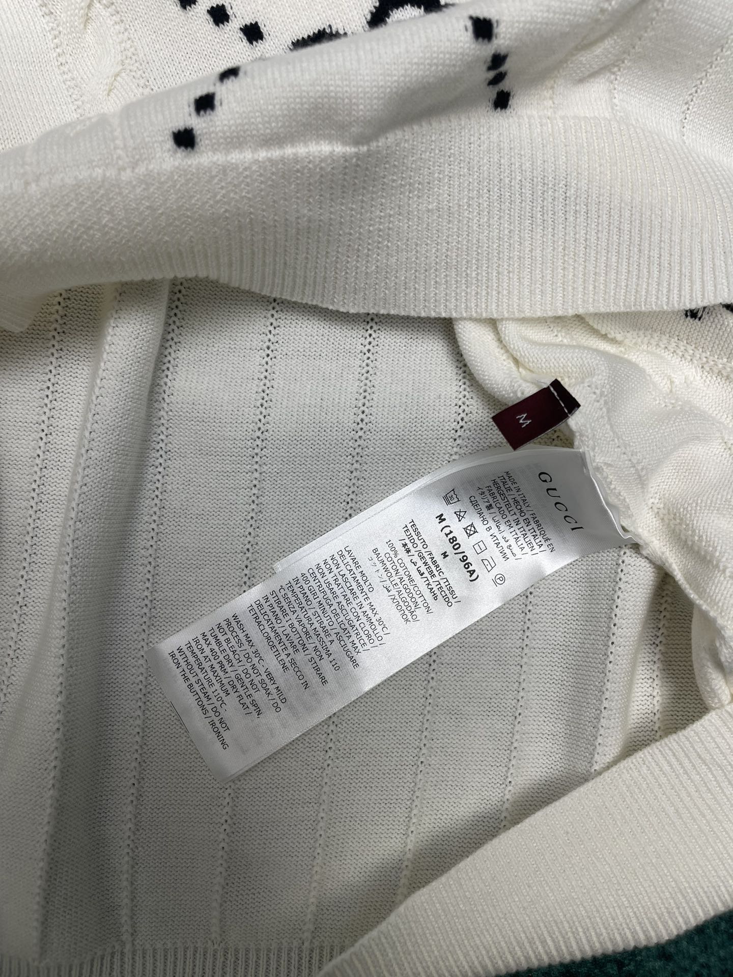 Bagsaaa Gvc*1 Cotton Knit Polo Top With GG Intarsia White