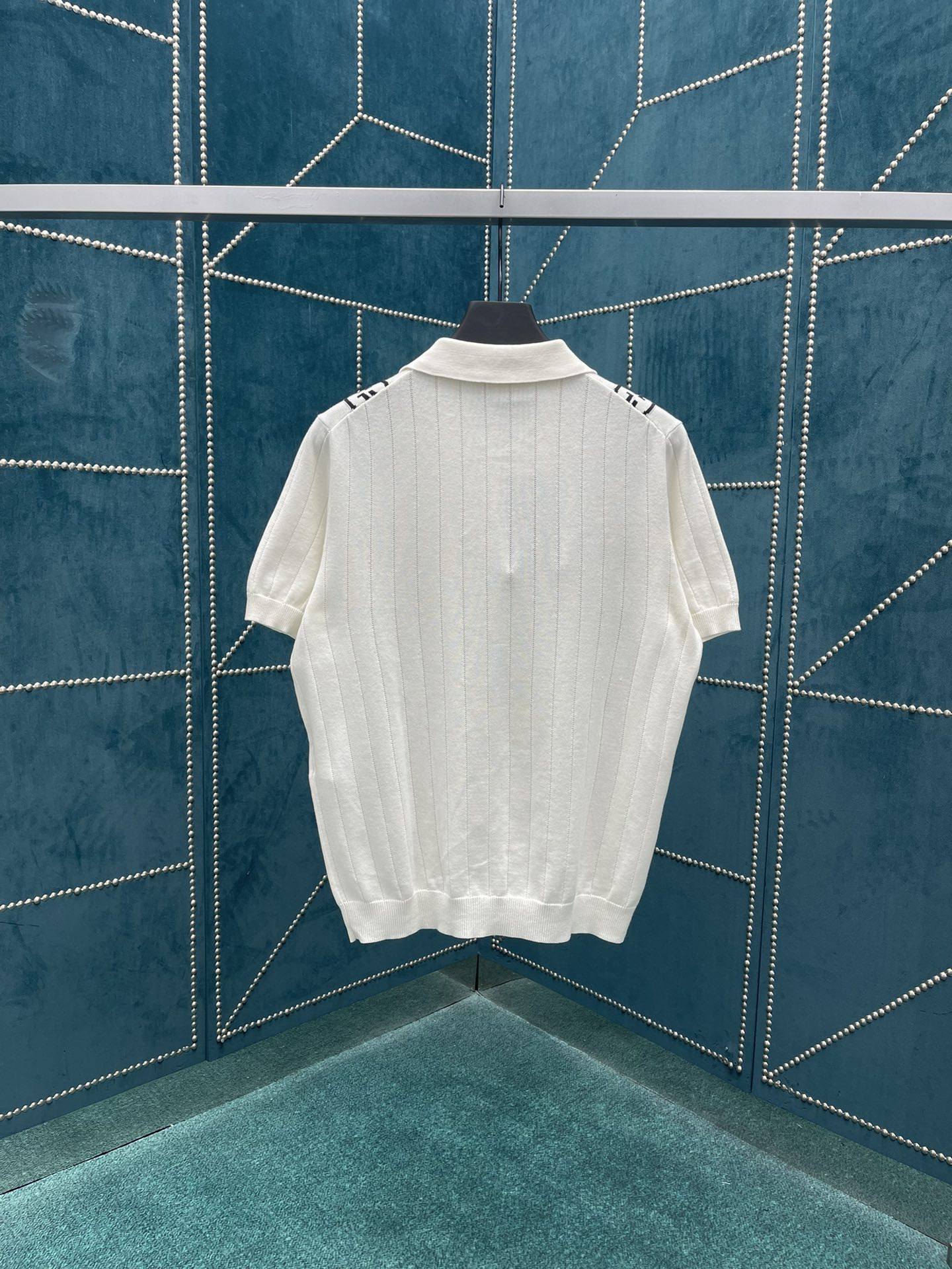 Bagsaaa Gvc*1 Cotton Knit Polo Top With GG Intarsia White