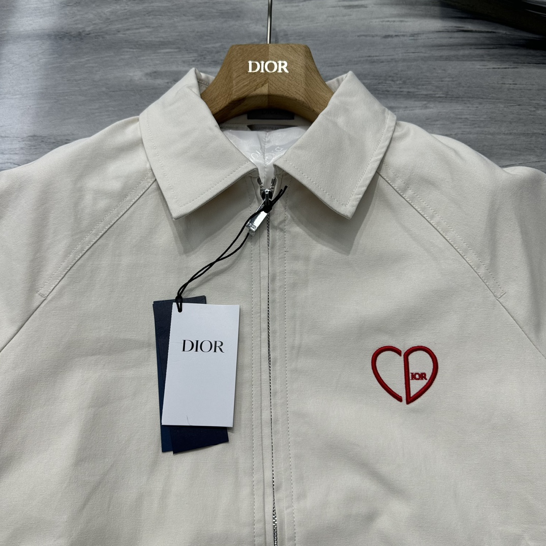 Bagsaaa D10r CD Heart Blouson Jacket White Cotton Canvas