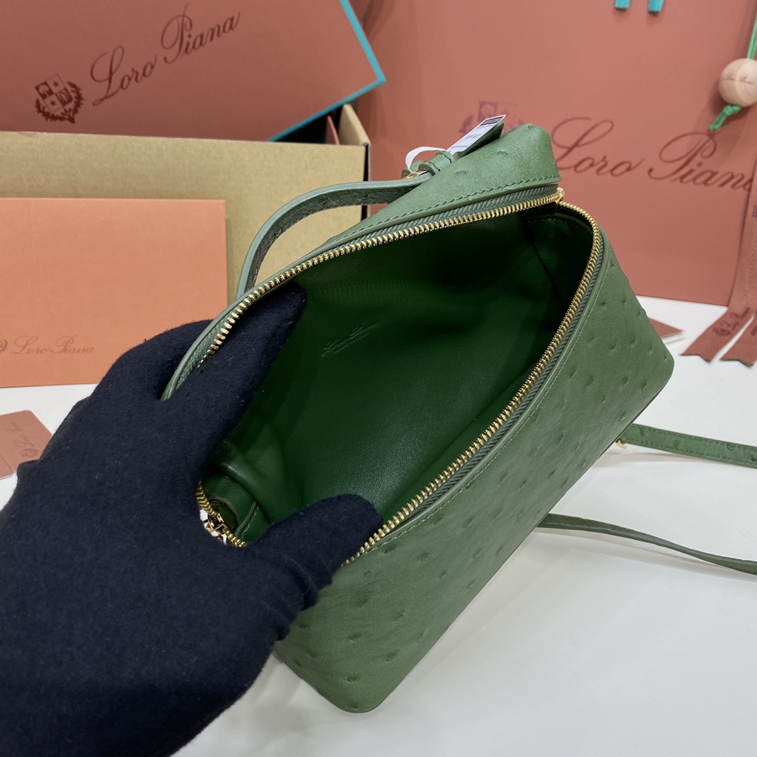 Bagsaaa L0r0 P1ana Extra Pocket L27 Green Ostrich - 16x27x10 cm