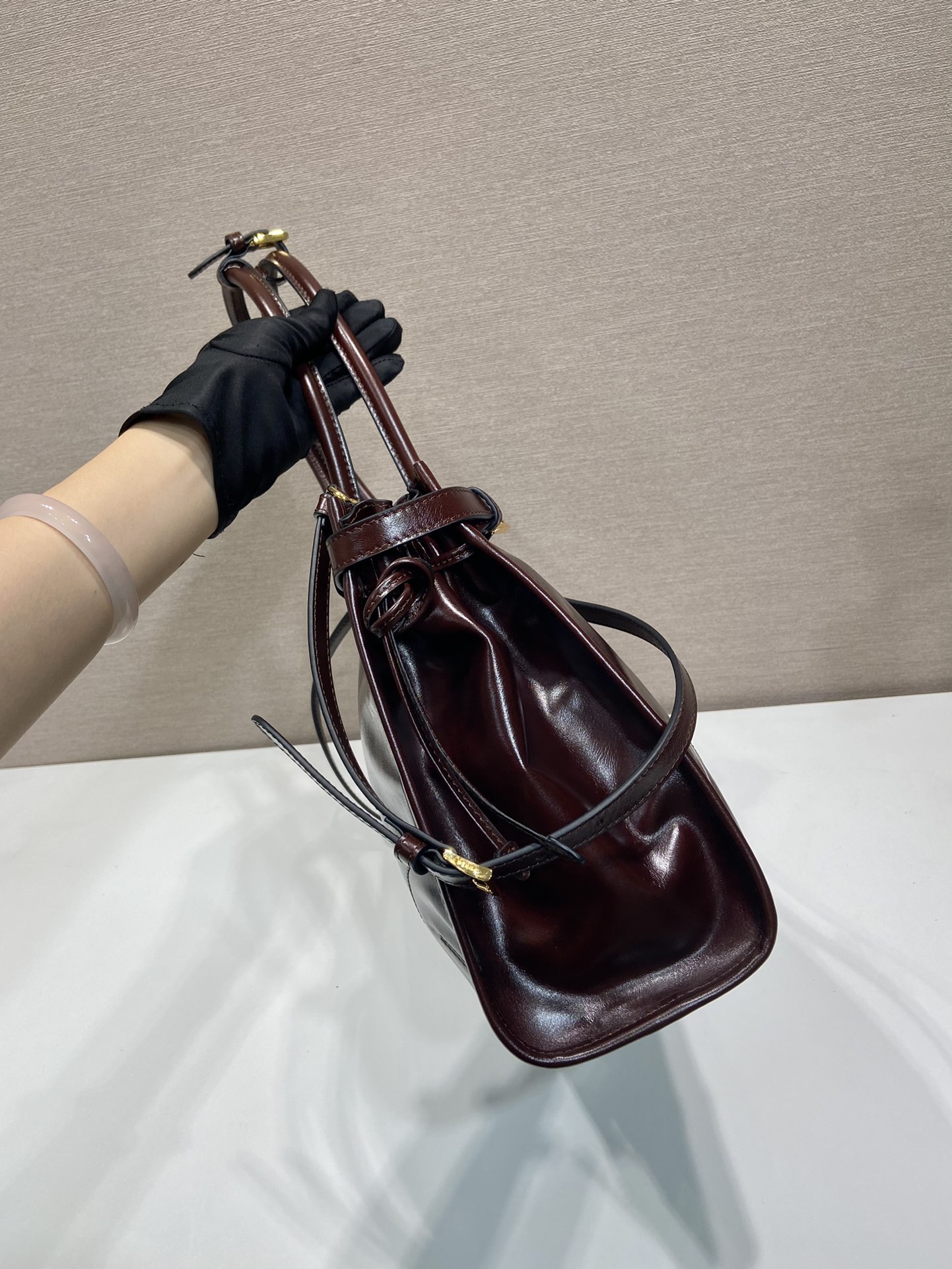Bagsaaa Pra*a Large leather handbag dark brown - 38*24*12cm