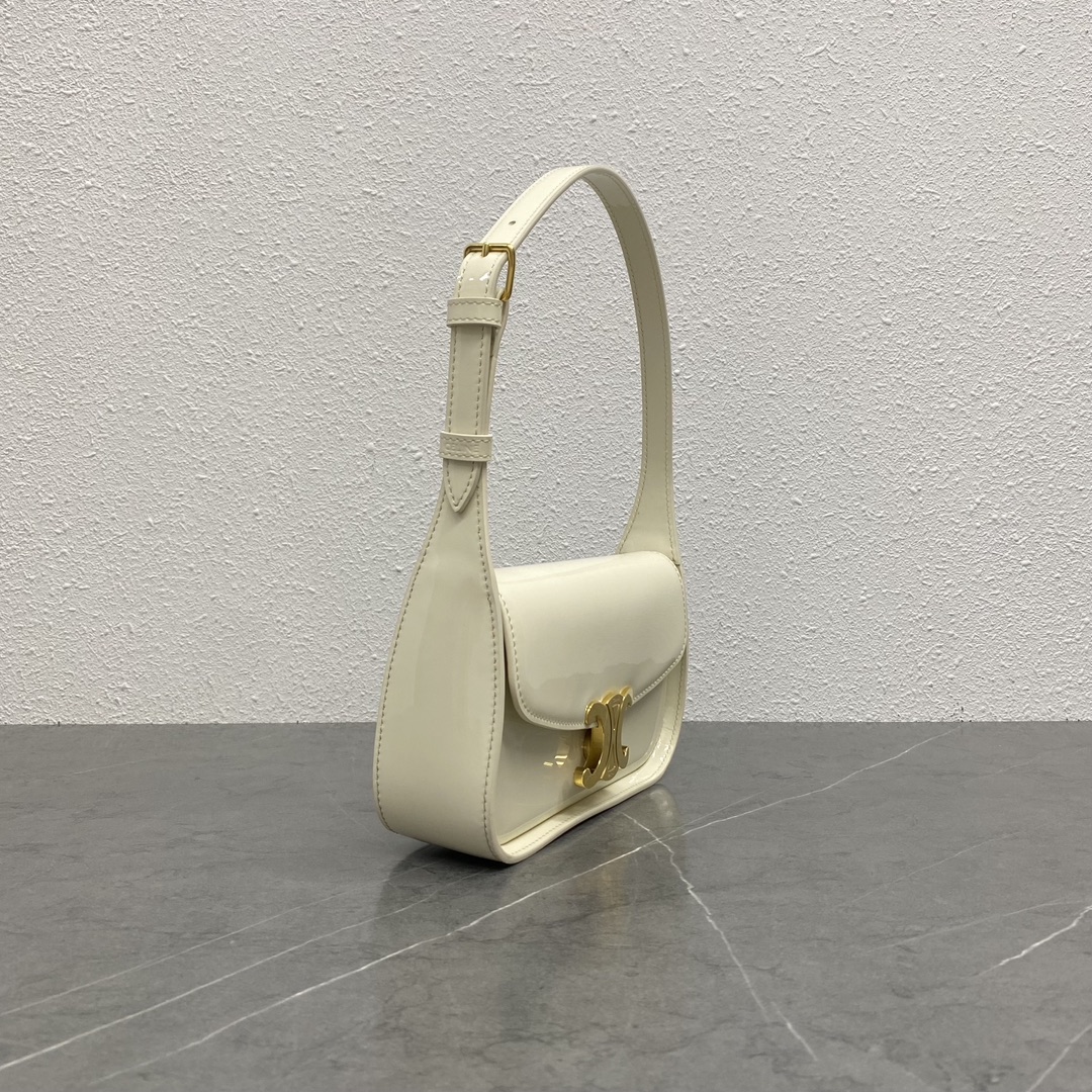 Bagsaaa Ce1i*e Shoulder Bag Terence In Patent Calfskin White - 20.5 x 10.5 x 5 CM