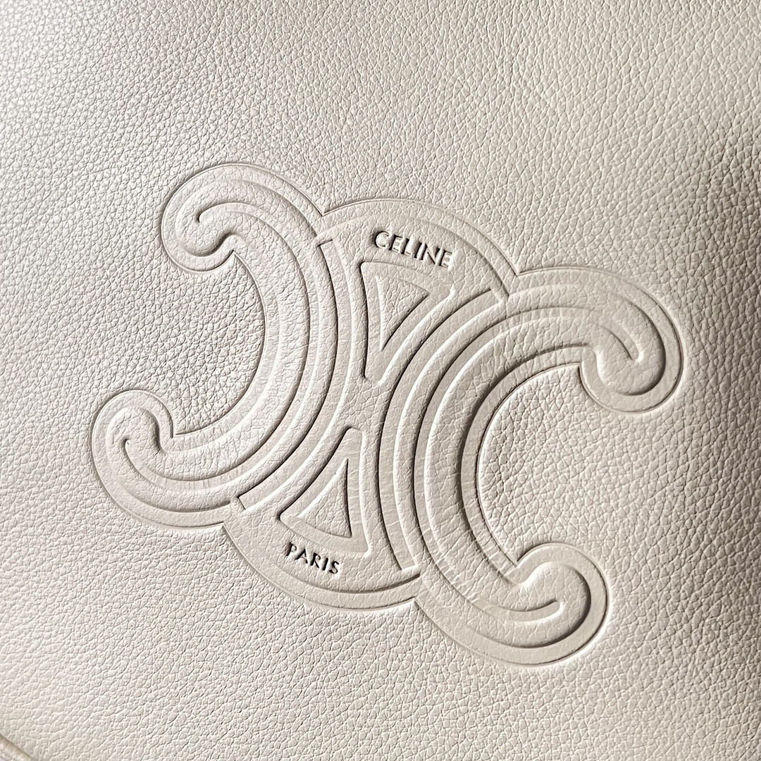 Bagsaaa Ce1i*e Small Heloïse Bag Cuir Triomphe In S*pple Calfskin White - 19 x 22 x 5 CM