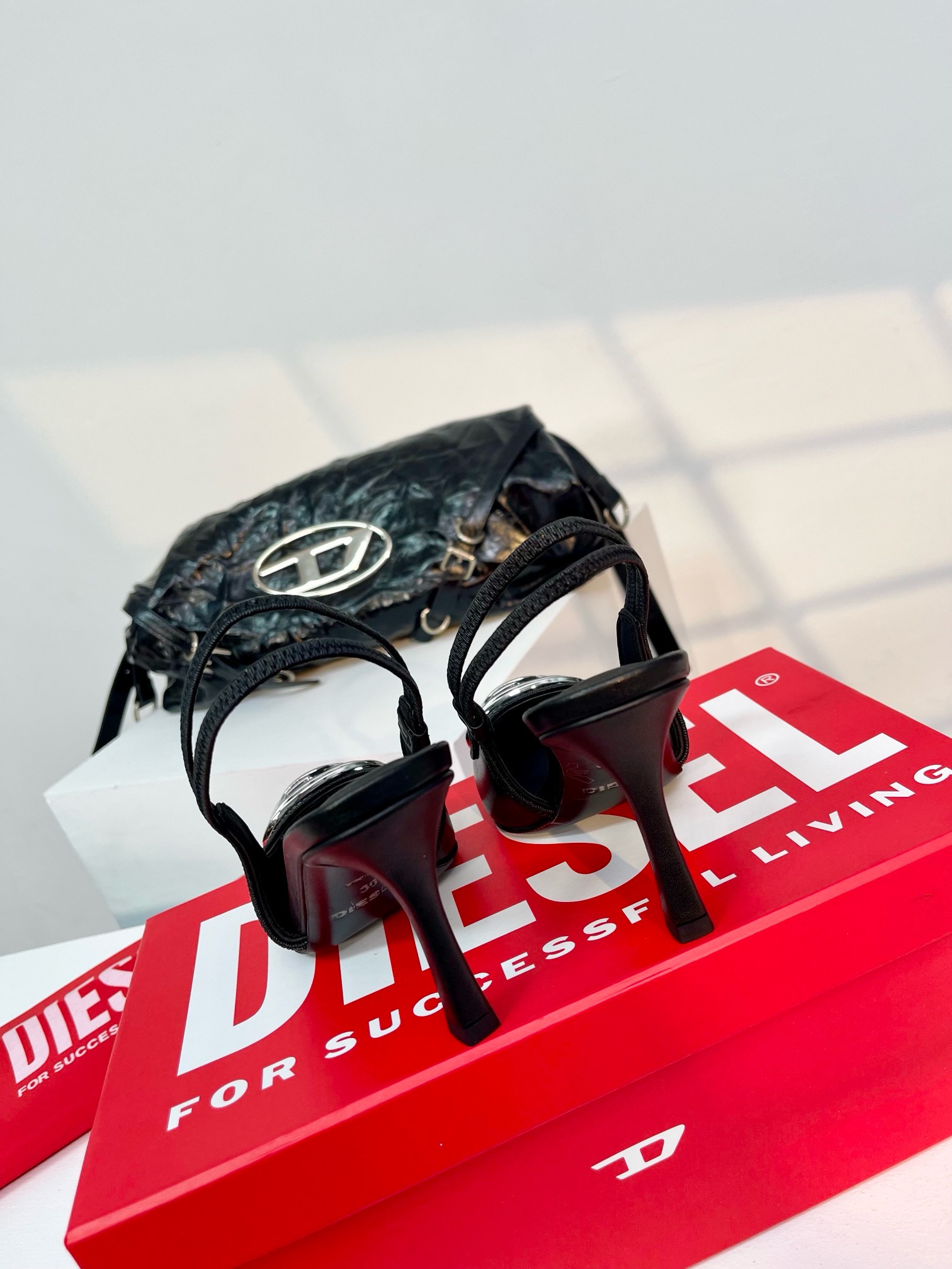 Bagsaaa Diesel D-Venus-Slingback pumps in nappa leather black 8cm