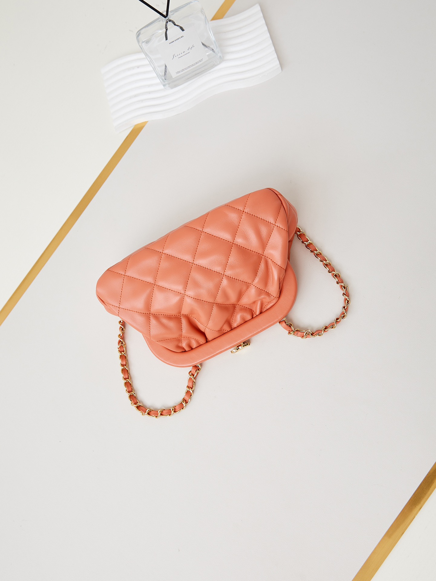 Bagsaaa Ch**el Clutch Lambskin Coral AS4717 - 16 × 24 × 8 cm
