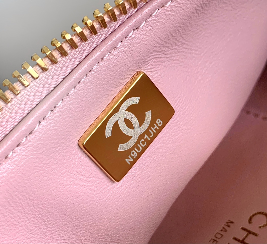 Bagsaaa Ch**el Waist Bag AS4991 Pink & Imitation Pearls - 17 × 24 × 11 cm