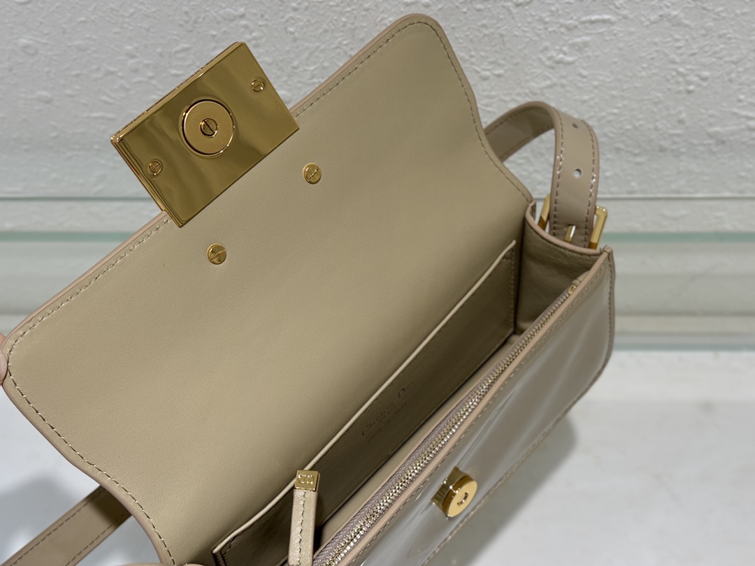 Bagsaaa Miss D10r Flap Bag Rope Beige Patent Calfskin - 22 x 11 x 6 cm
