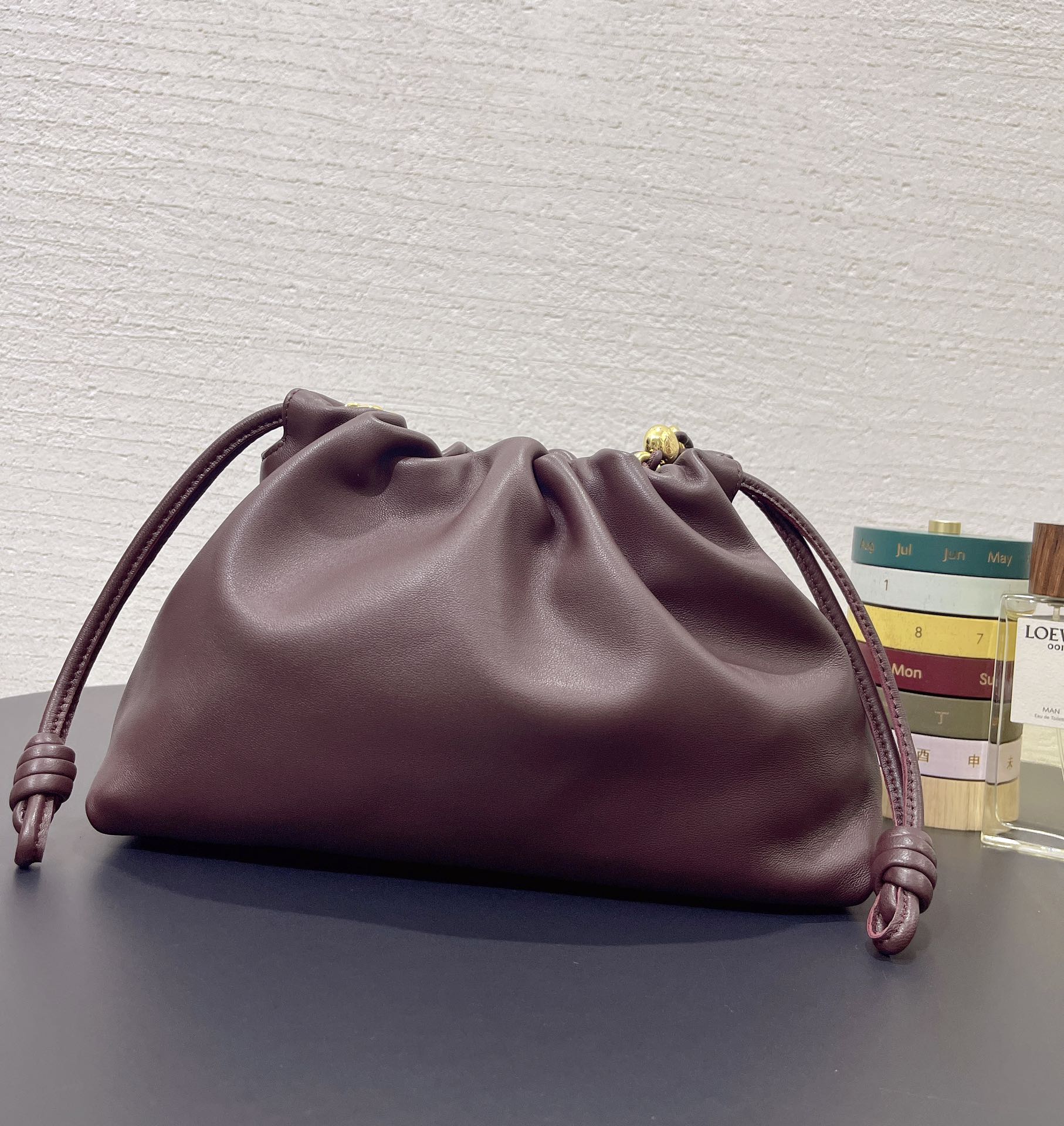 Bagsaaa L0ew* Medium Flamenco purse in mellow nappa lambskin Dark Burgundy - 30X20X10.5 cm