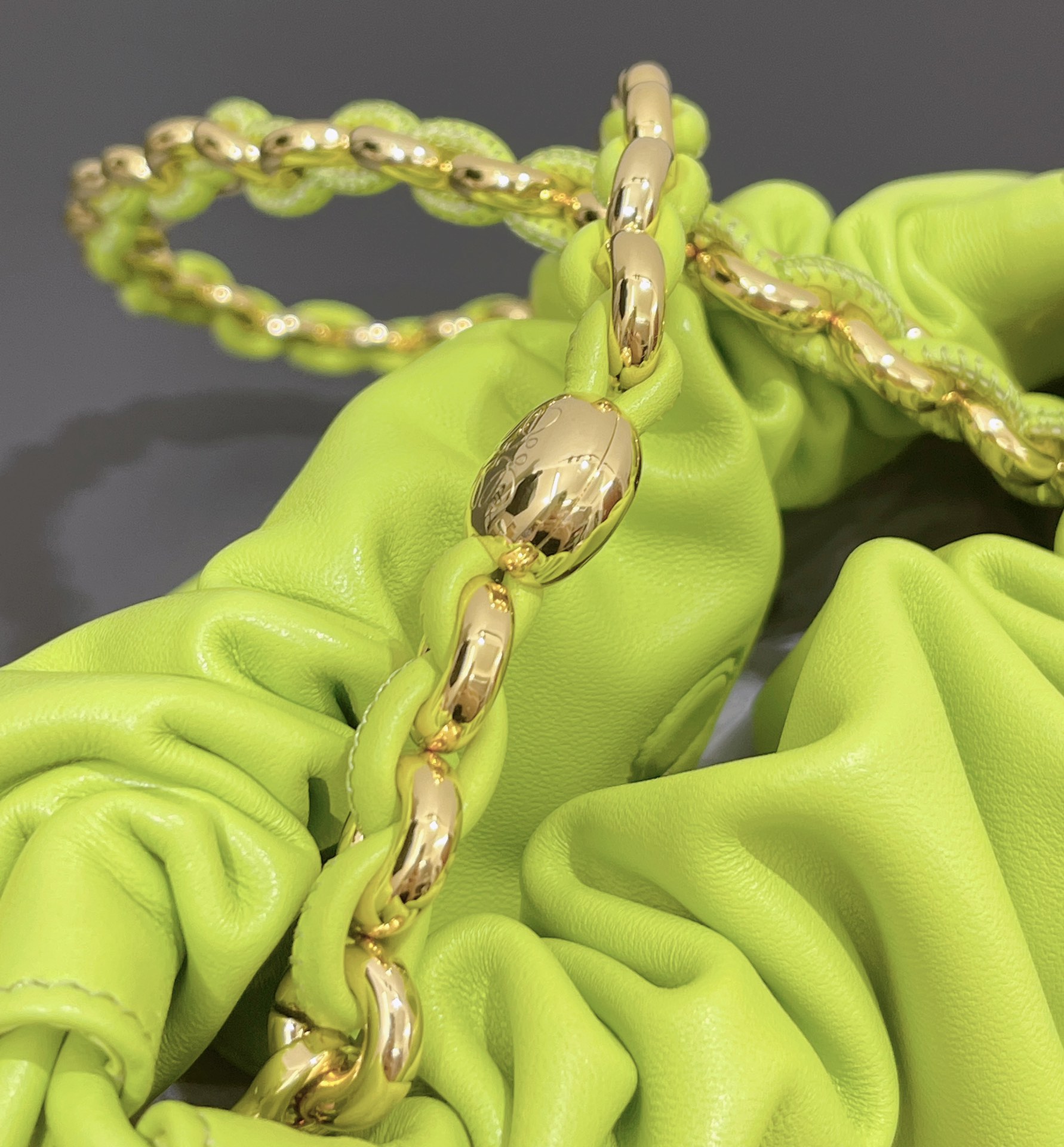 Bagsaaa L0ew* Medium Flamenco purse in mellow nappa lambskin Anise- 30X20X10.5 cm