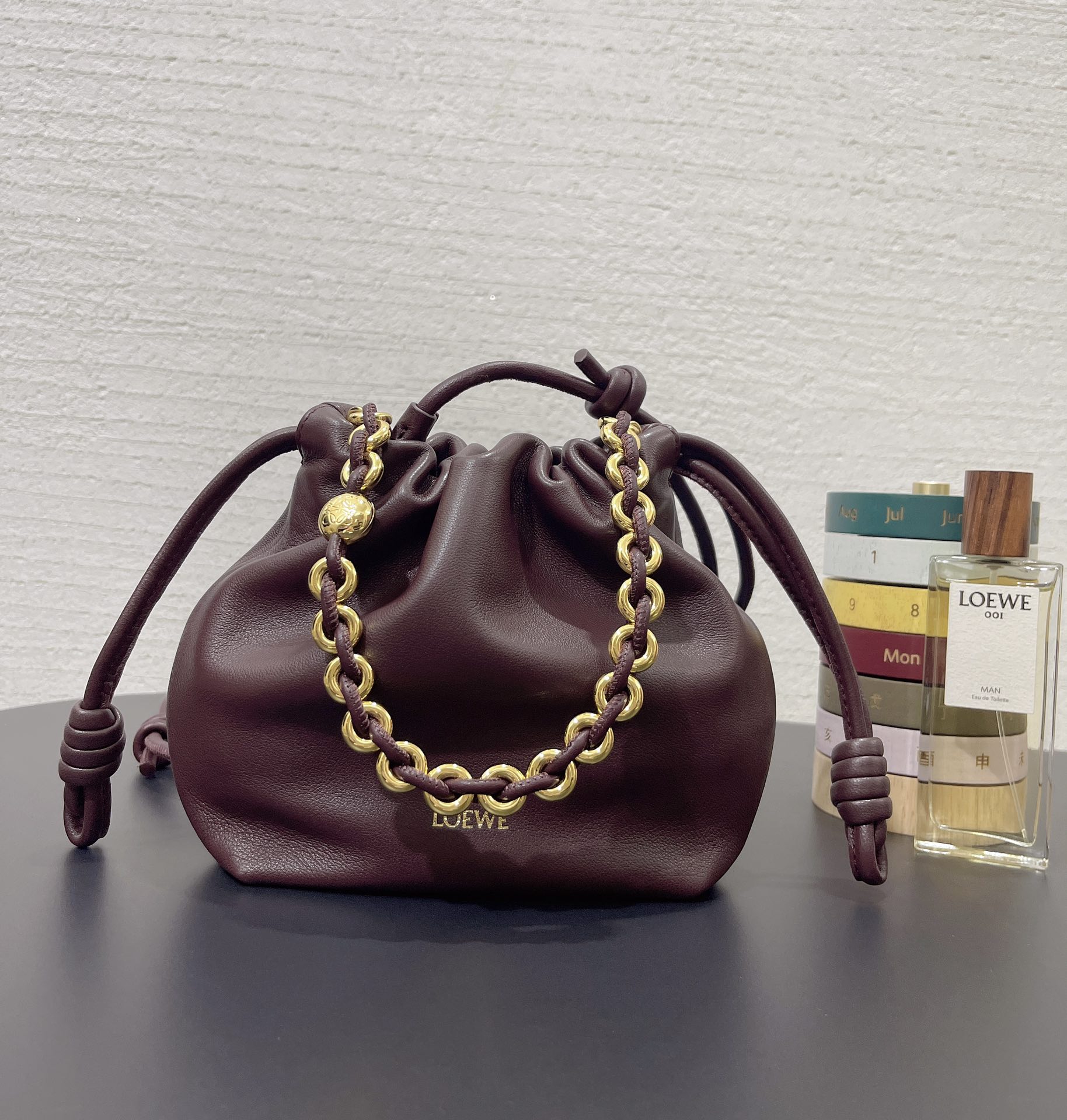 Bagsaaa L0ew* Mini Flamenco Purse bag in mellow nappa lambskin Burgundy - 23X17X5.5 cm