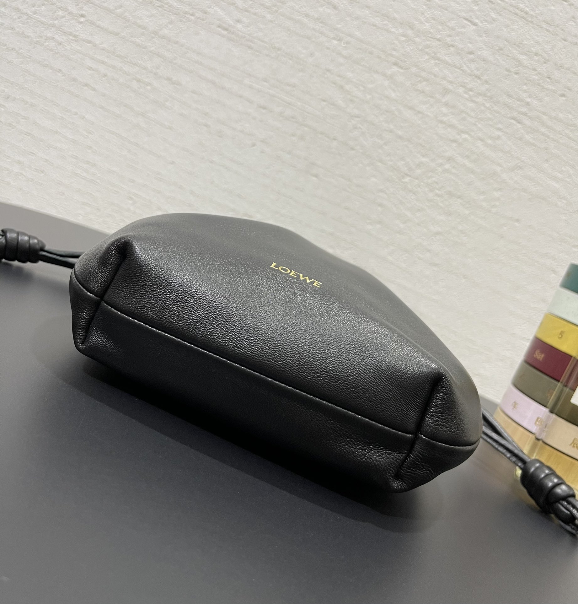 Bagsaaa L0ew* Mini Flamenco Purse bag in mellow nappa lambskin black - 23X17X5.5 cm