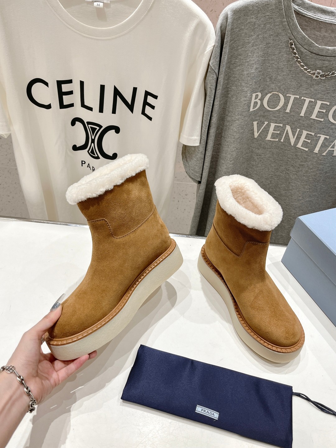 Bagsaaa Pra*a Suede Booties Brown
