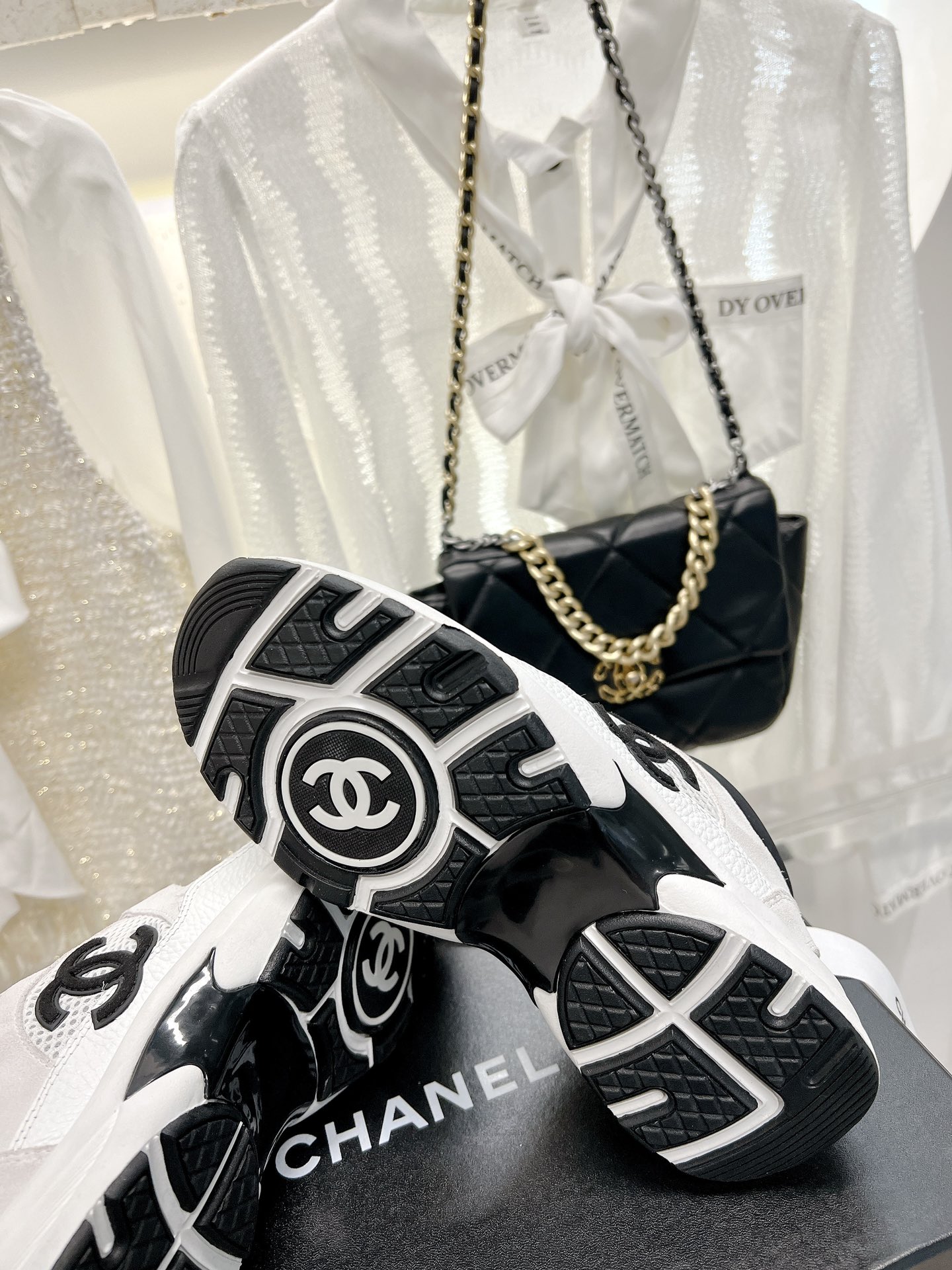 Bagsaaa Ch**el Sneakers White&Black Mesh&Calfskin G38299