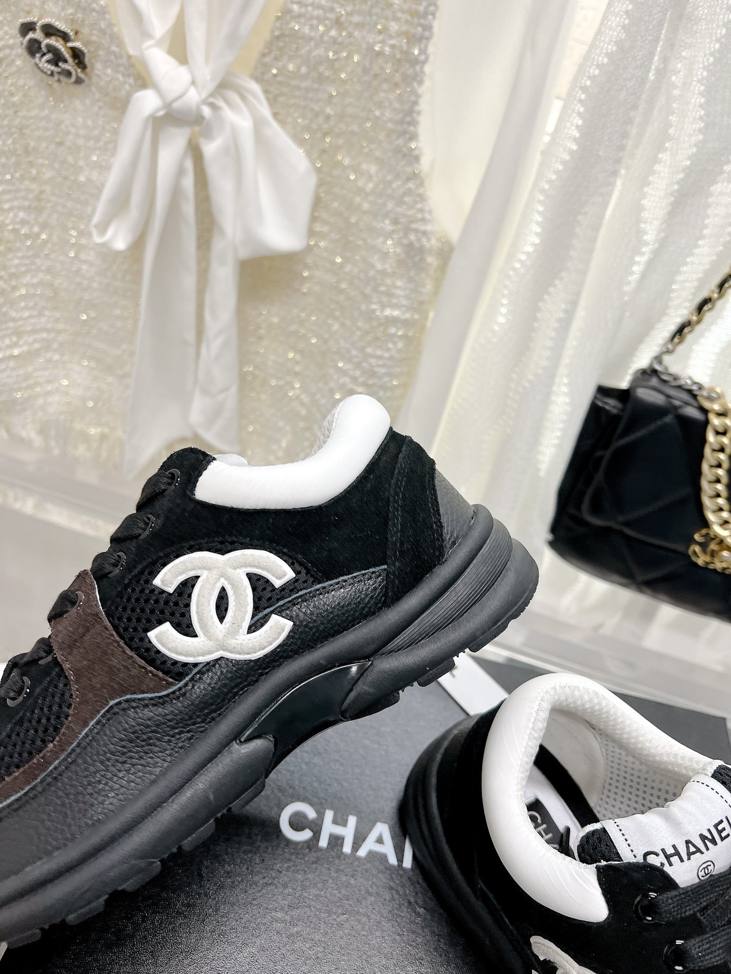 Bagsaaa Ch**el Sneakers Black&White Mesh&Calfskin G38299