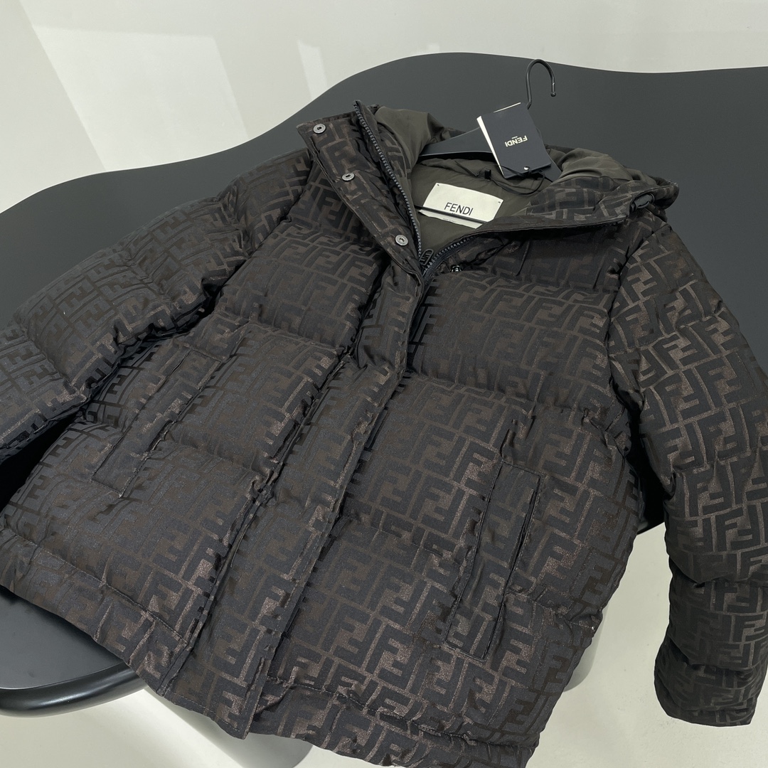 Bagsaaa F**di Down jacket Black FF nylon down jacket