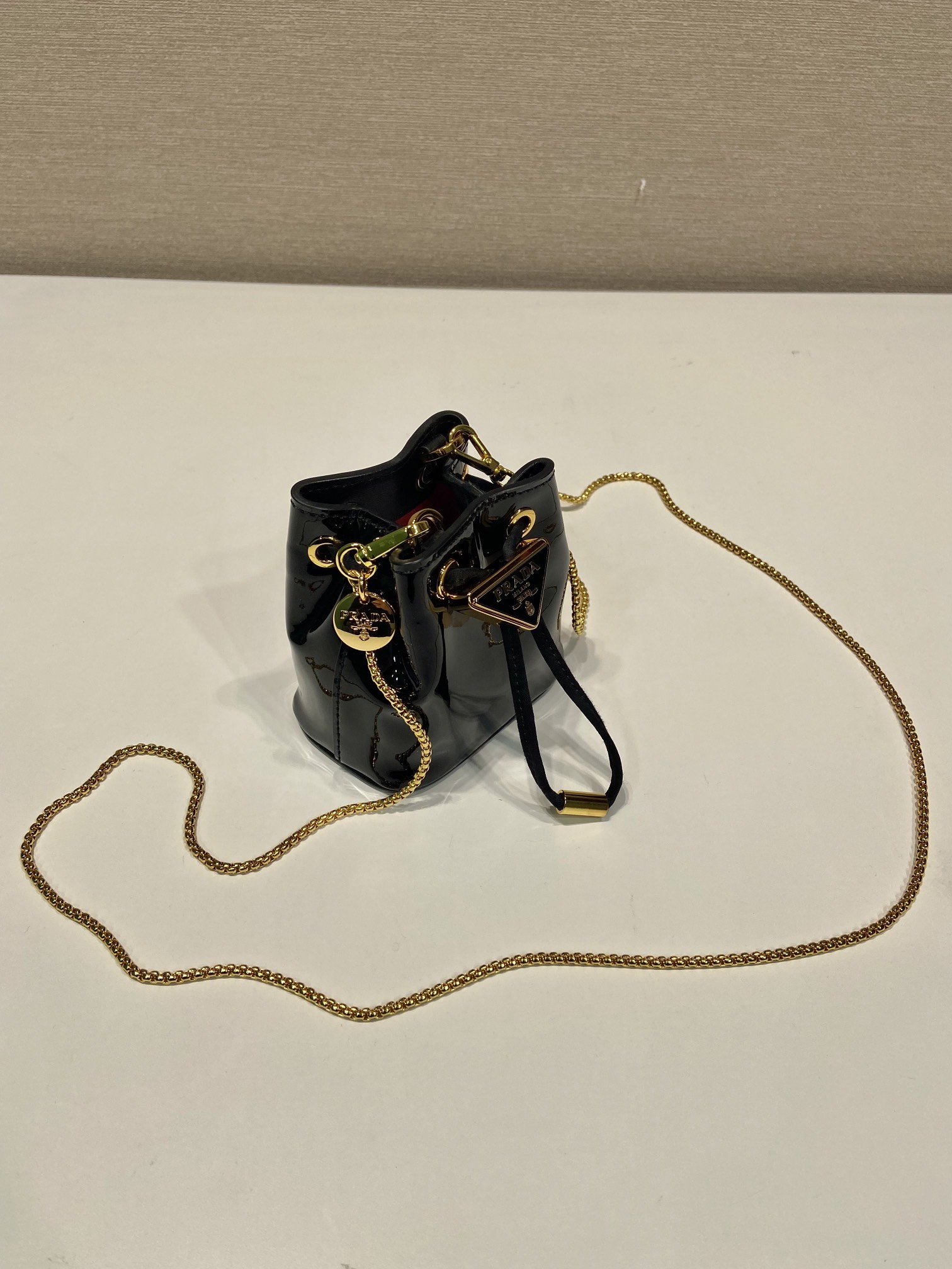 Bagsaaa Pra*a Patent leather mini-pouch black - 9.5cm