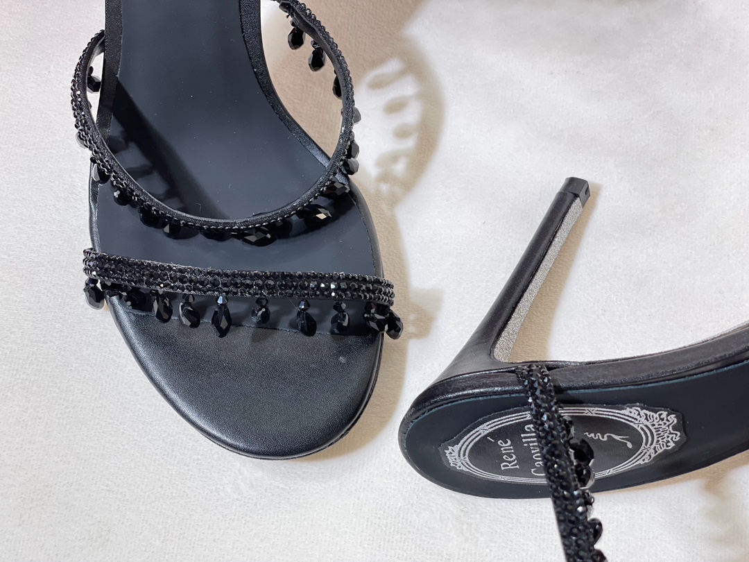 Bagsaaa Rene Caovilla Cleo crystal-embellished Heels Black