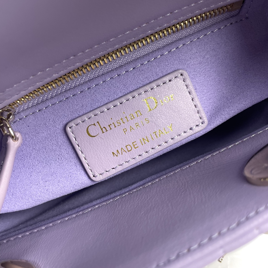 Bagsaaa Mini Lady D10r Bag Light Purple Cannage Lambskin - 17 x 15 x 7 cm