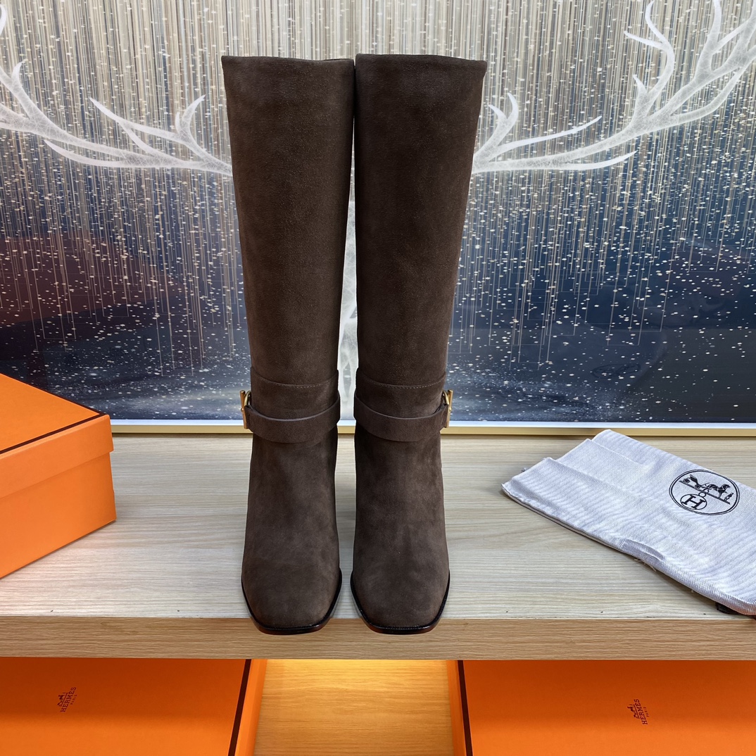 Bagsaaa H**me5 Justine 50 boot dark brown suede