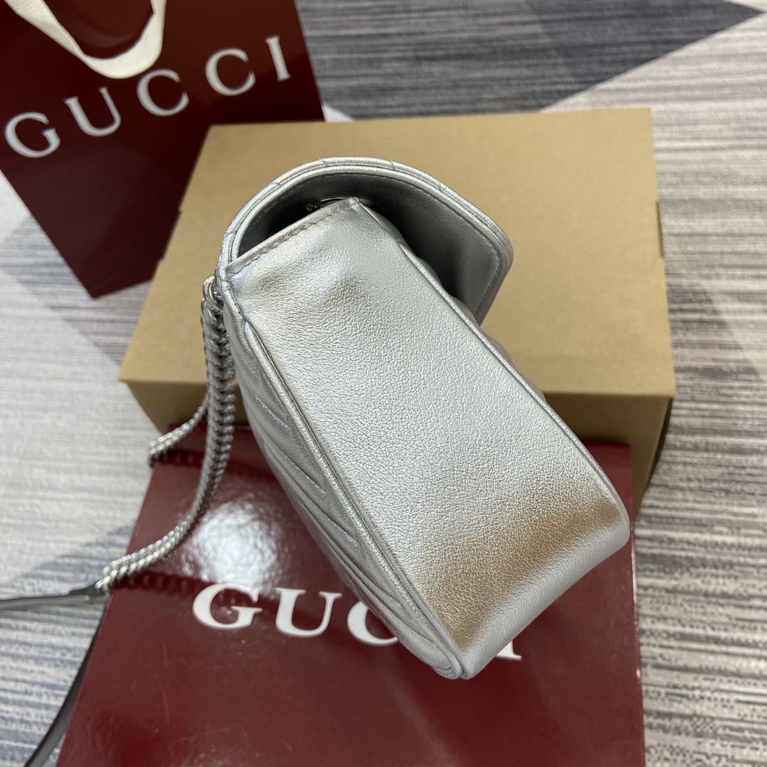 Bagsaaa Gvc*1 GG Marmont Small Shoulder Bag Silver 443497 - 26x15x7cm