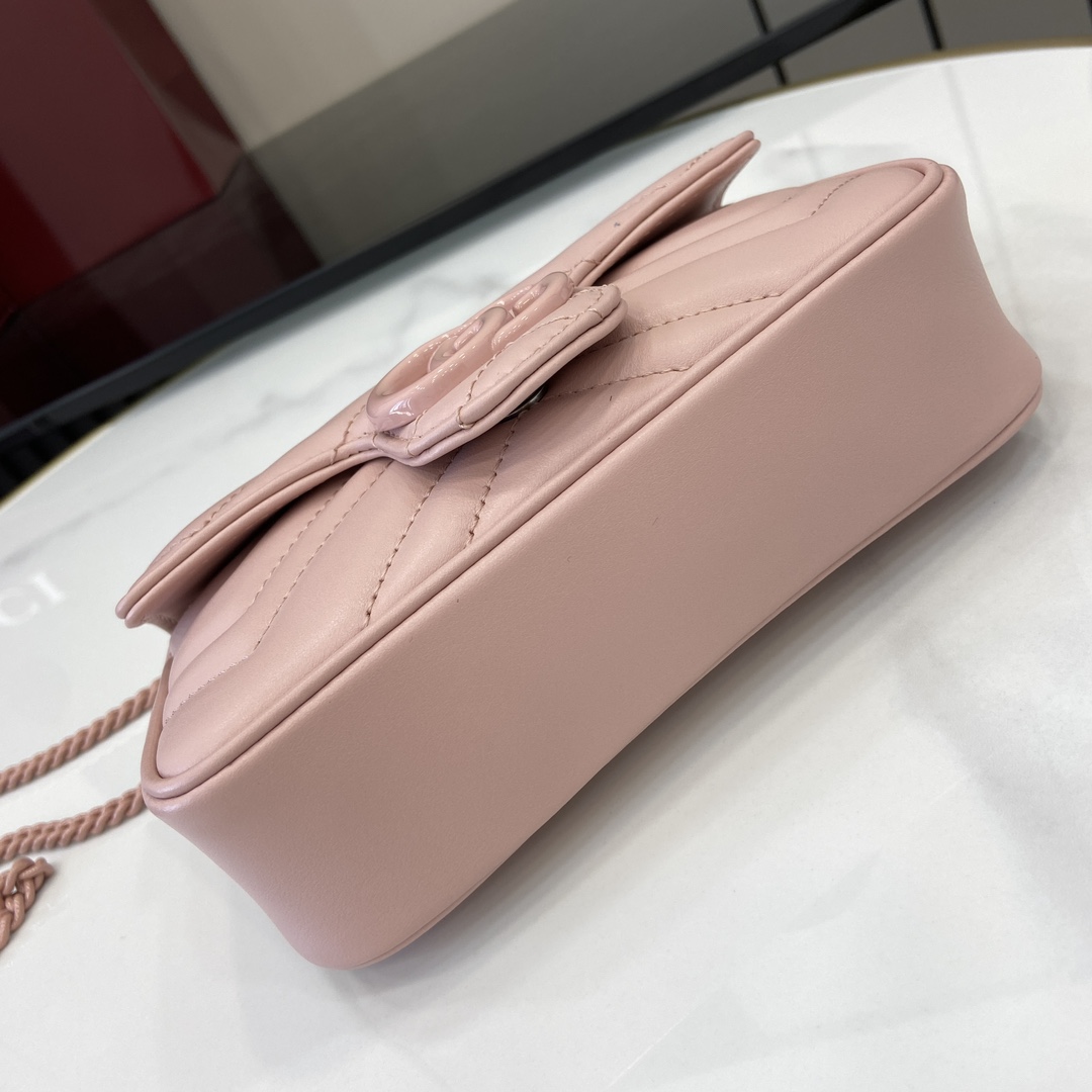 Bagsaaa Gvc*1 GG Marmont S*per Mini Bag 476433 All Pink - 16.5x10x4.5cm