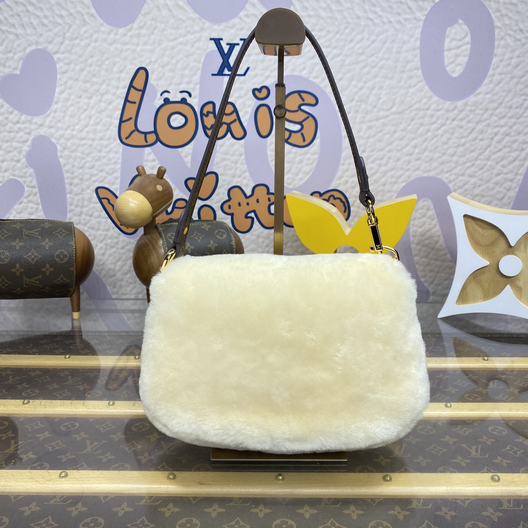 Bagsaaa L0vis Vvtt0n M12097 Sunset Bag Cream Shearling - 27 x 18 x 3 cm