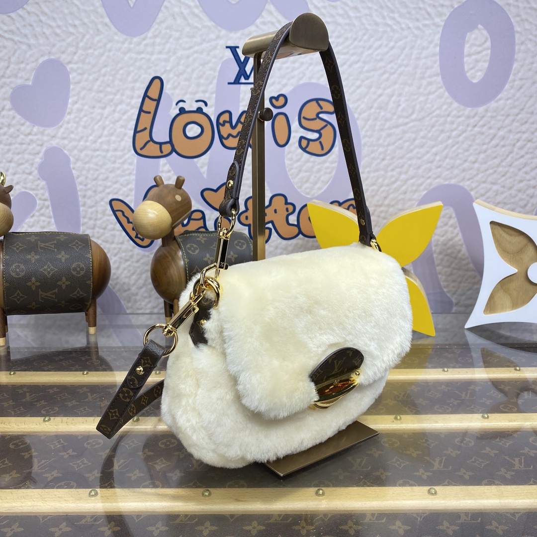 Bagsaaa L0vis Vvtt0n M12097 Sunset Bag Cream Shearling - 27 x 18 x 3 cm
