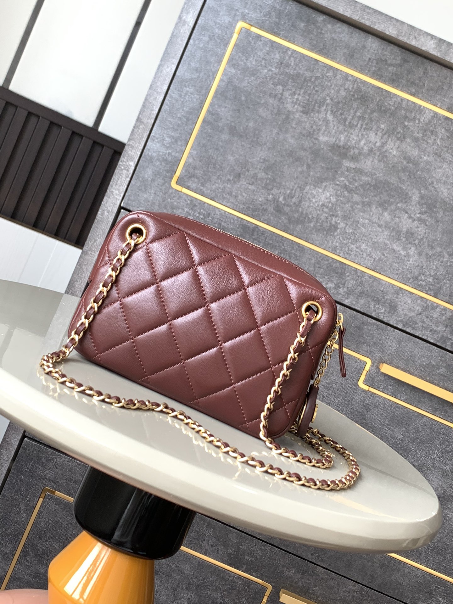 Bagsaaa Ch**el Mini Camera Case AS5190 Dark Red - 12 x 18 x 7cm