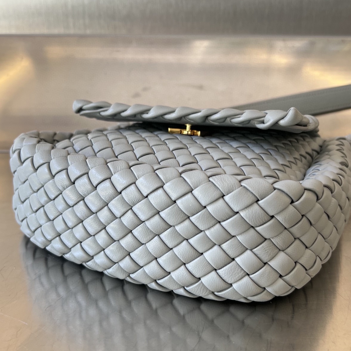 Bagsaaa B0tt*ga Ven*ta Small Cobble Shoulder Bag 762711 Gray - 19cm