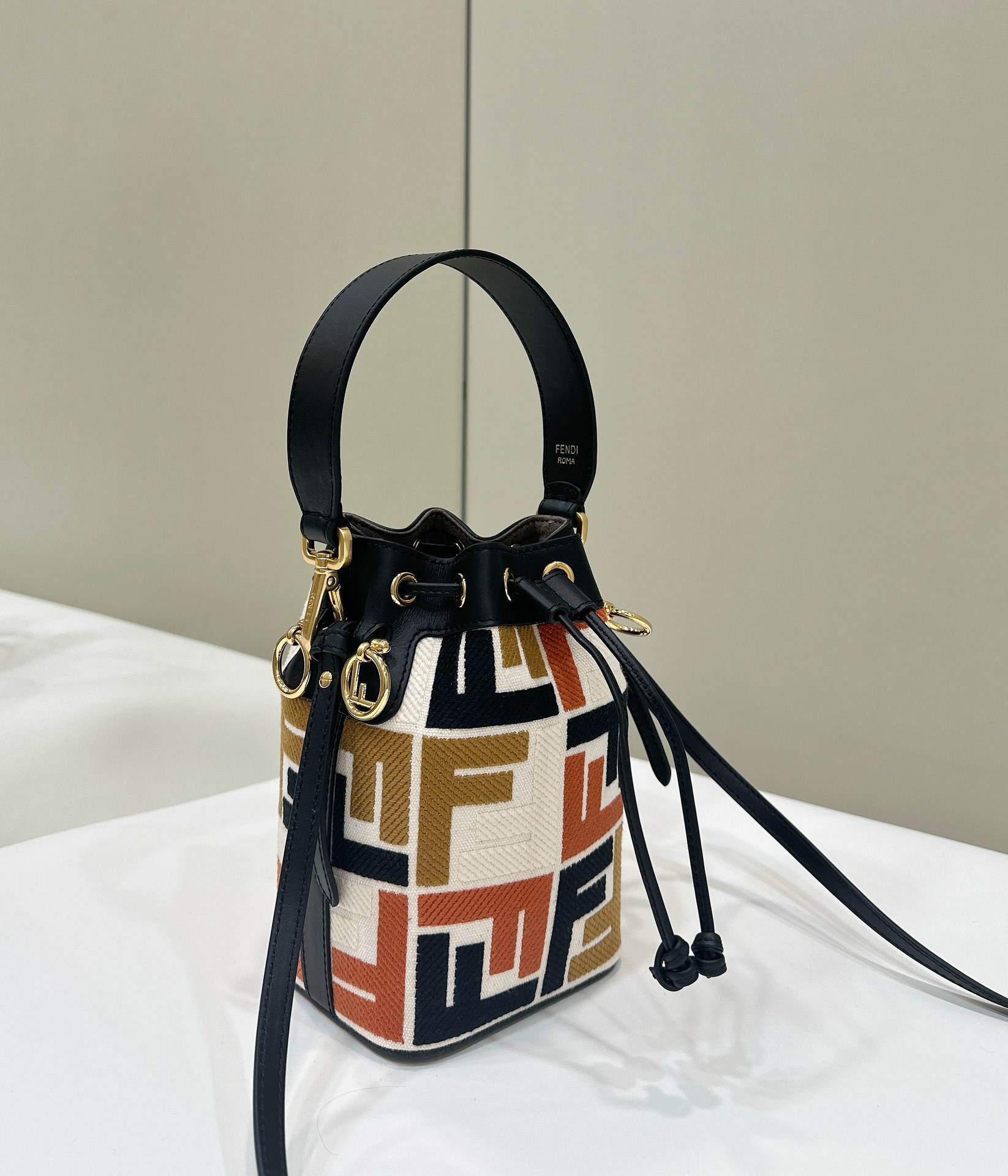 Bagsaaa F**di Mon Tresor Multicolour canvas mini-bag with FF embroidery - 18cm