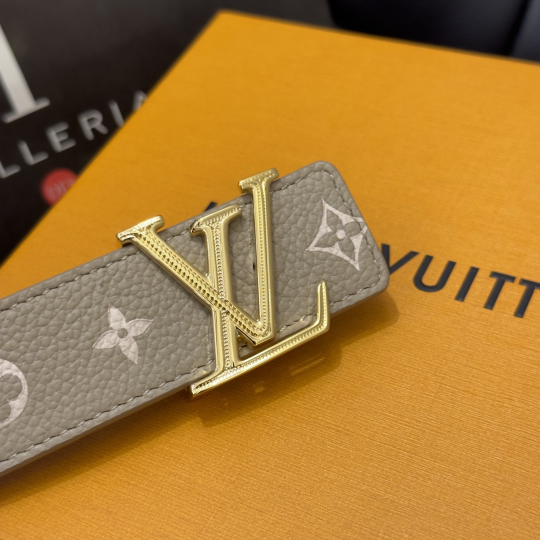 Bagsaaa LV Iconic 30MM Reversible Belt Monogram Empreinte beige