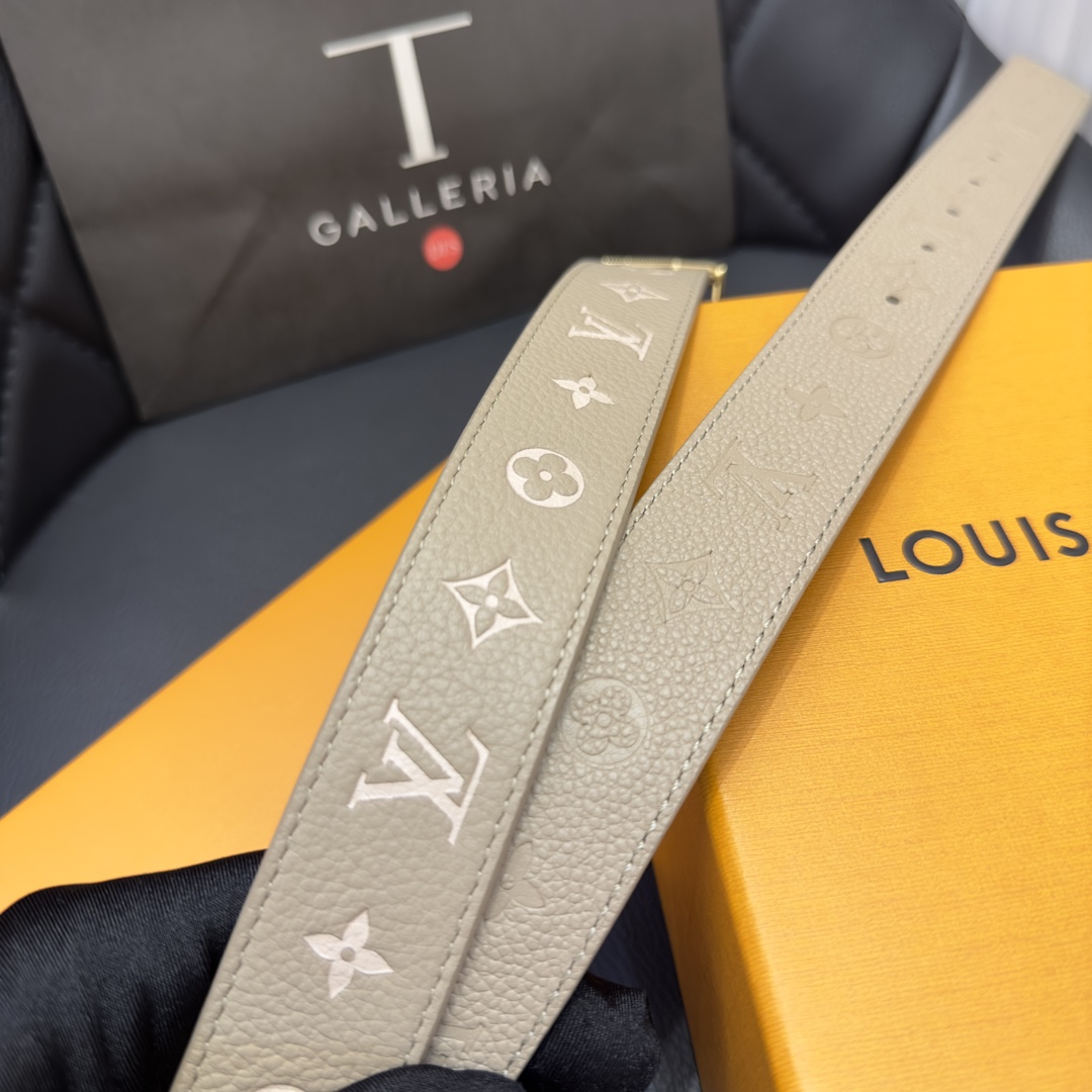 Bagsaaa LV Iconic 30MM Reversible Belt Monogram Empreinte beige