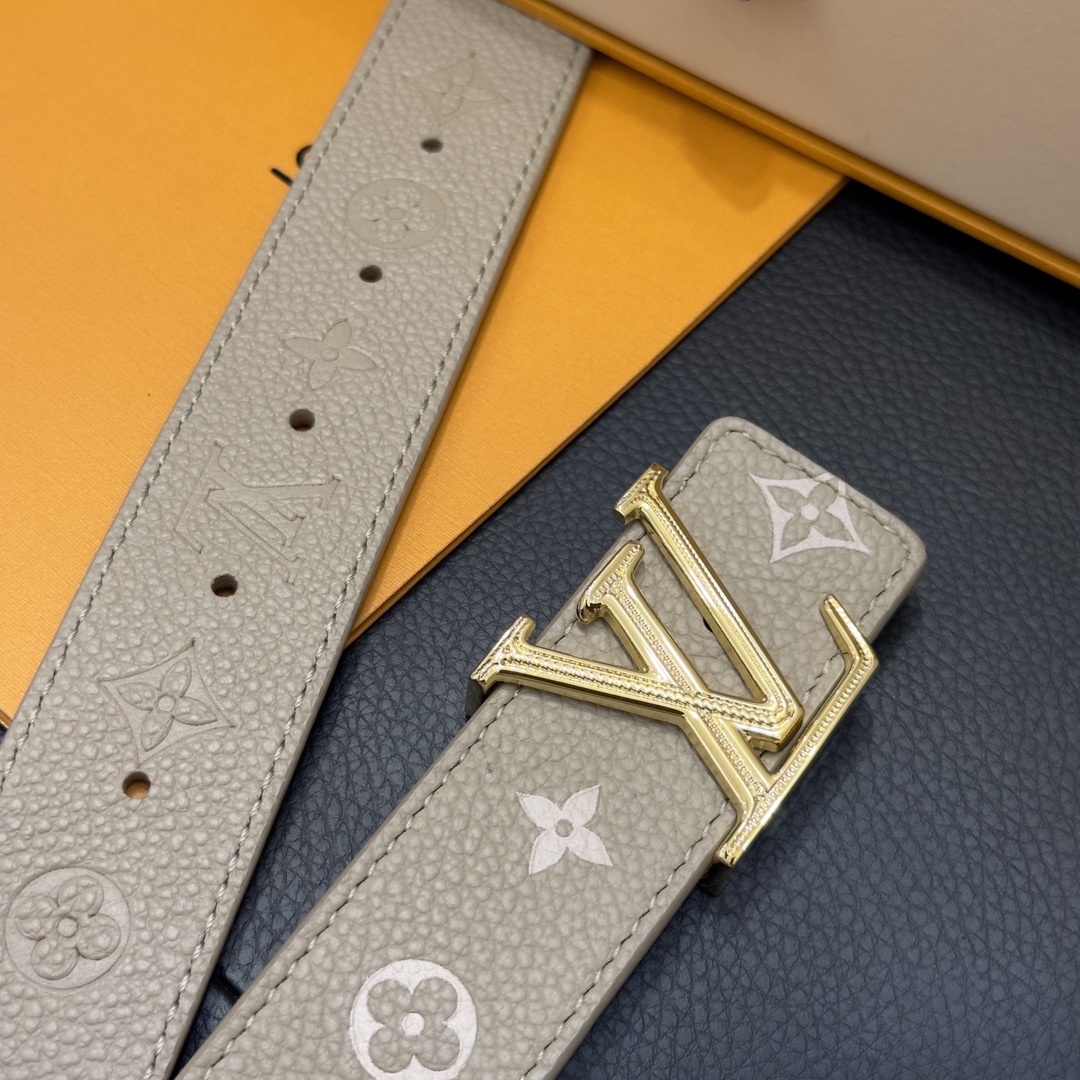 Bagsaaa LV Iconic 30MM Reversible Belt Monogram Empreinte beige
